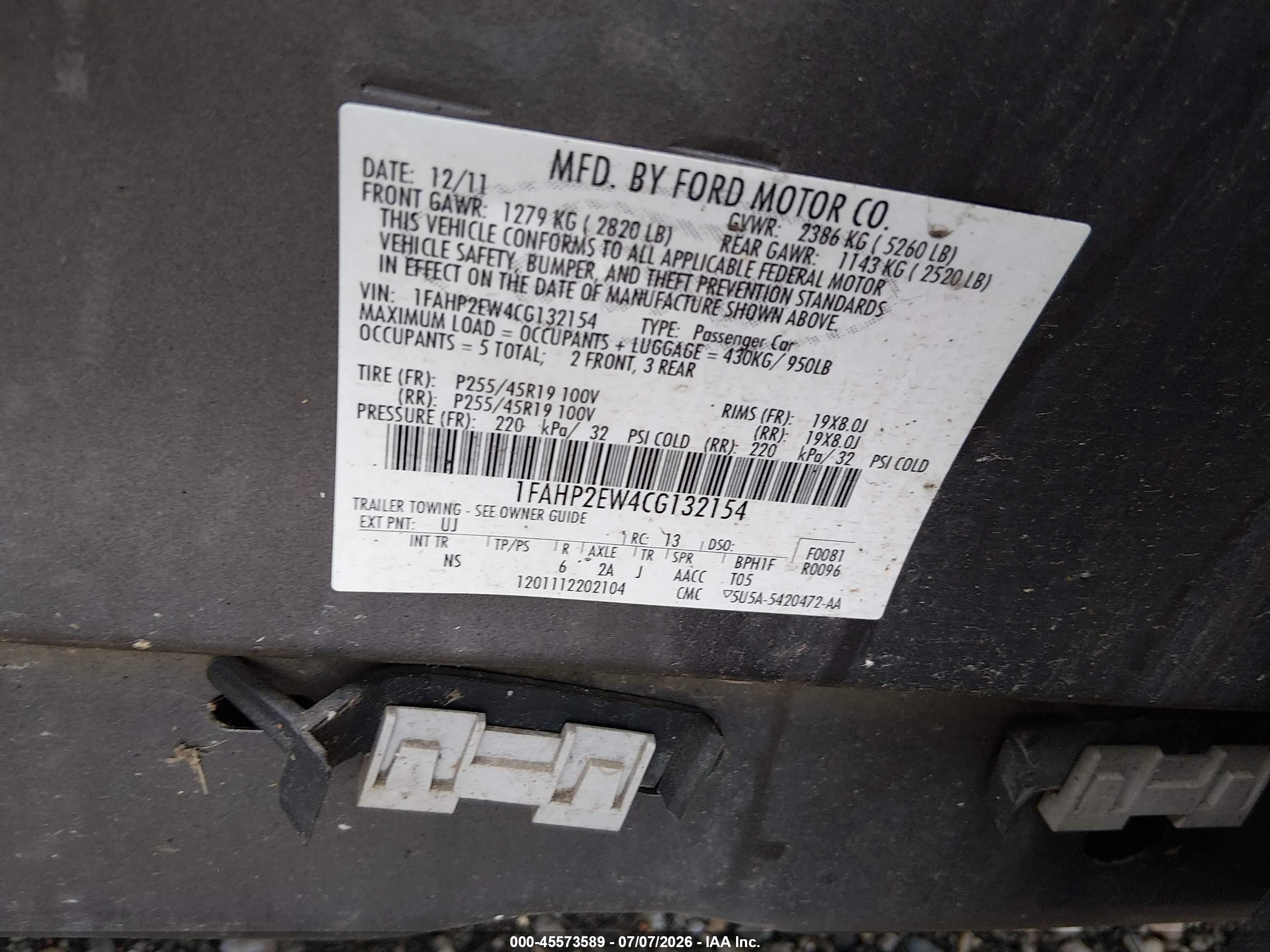 2012 Ford Taurus Sel Gray vin: 1FAHP2EW4CG132154