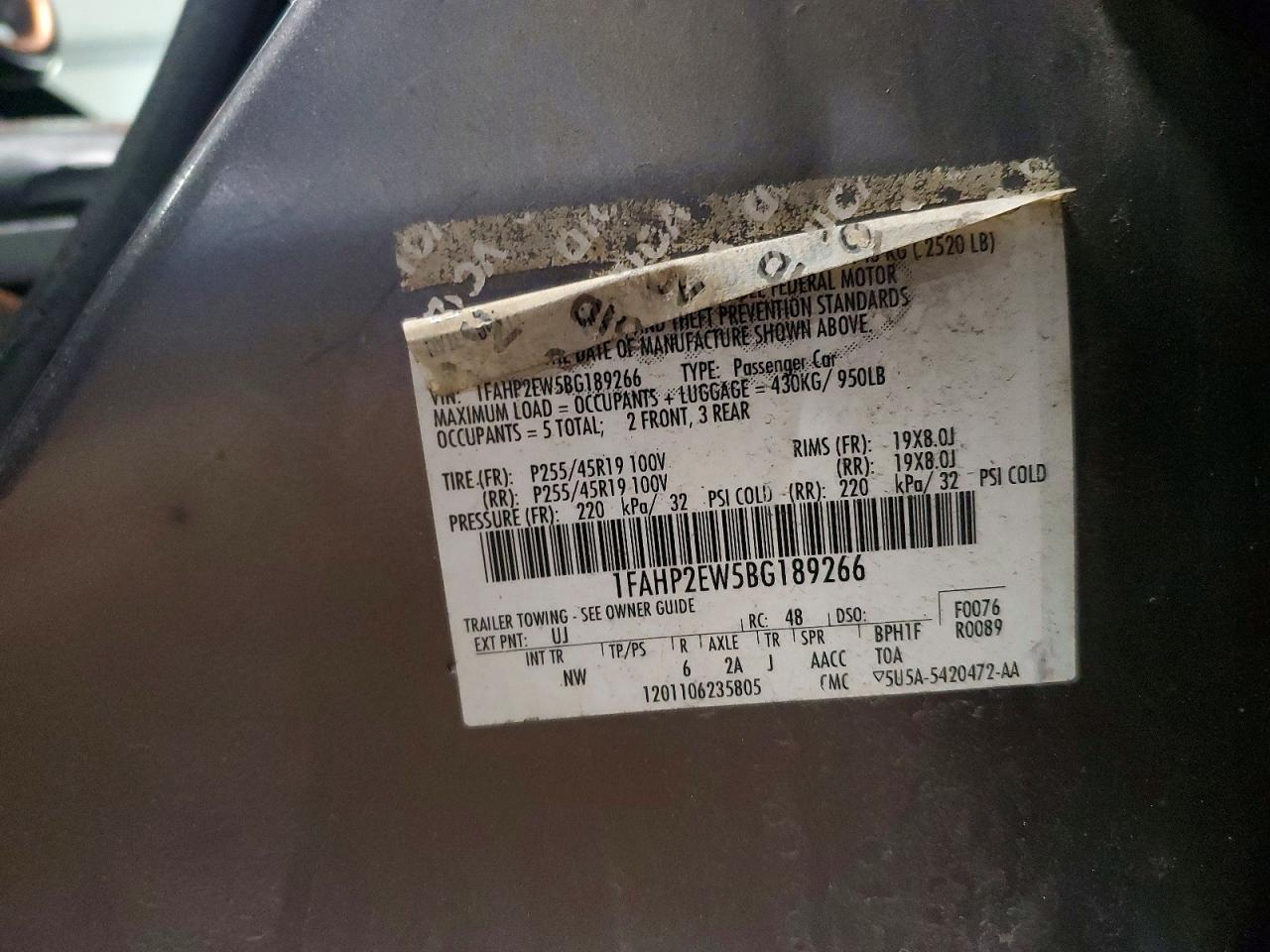 2011 Ford Taurus Sel Серый vin: 1FAHP2EW5BG189266