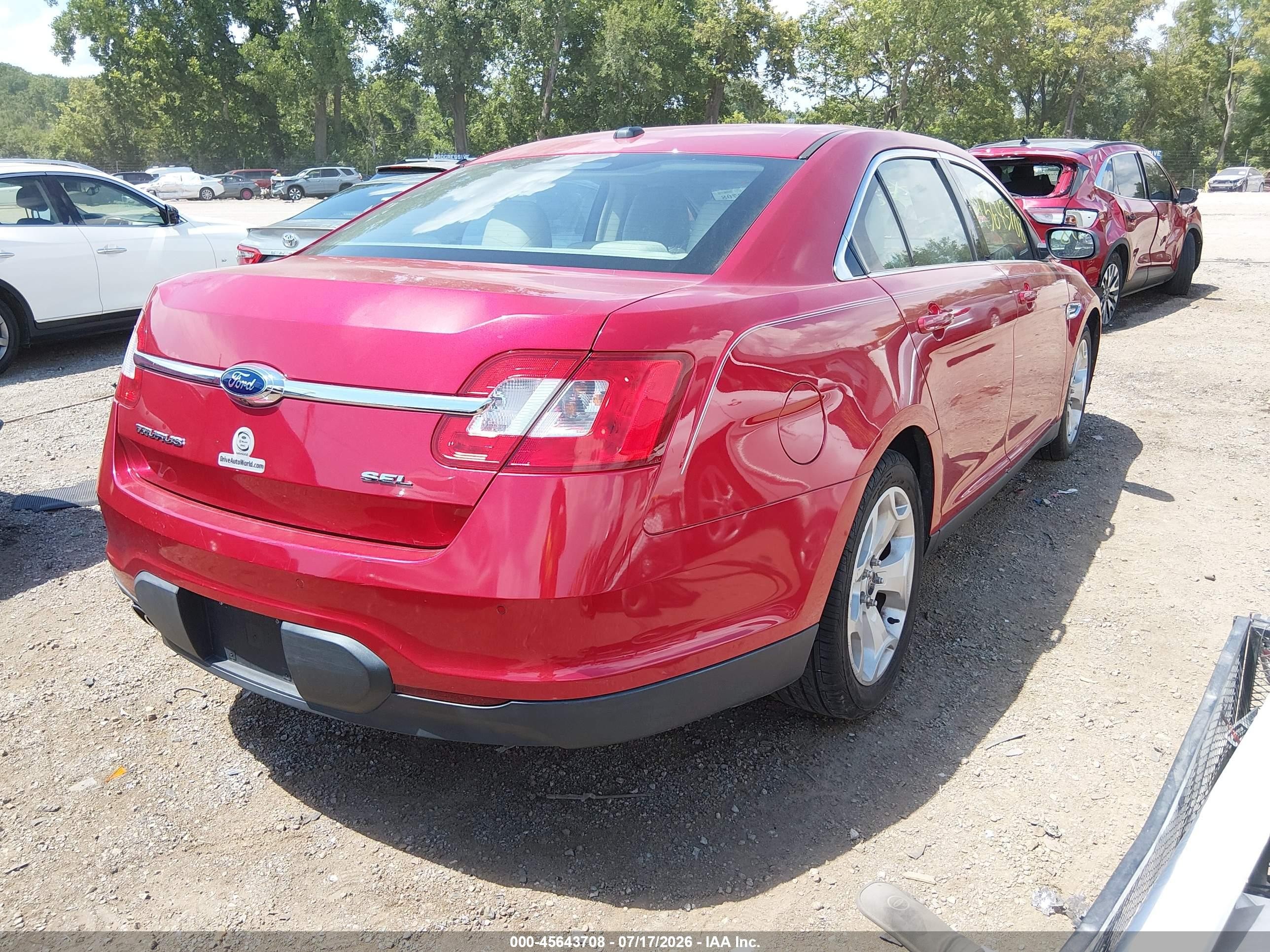 2012 Ford Taurus Sel Red vin: 1FAHP2EW8CG142850