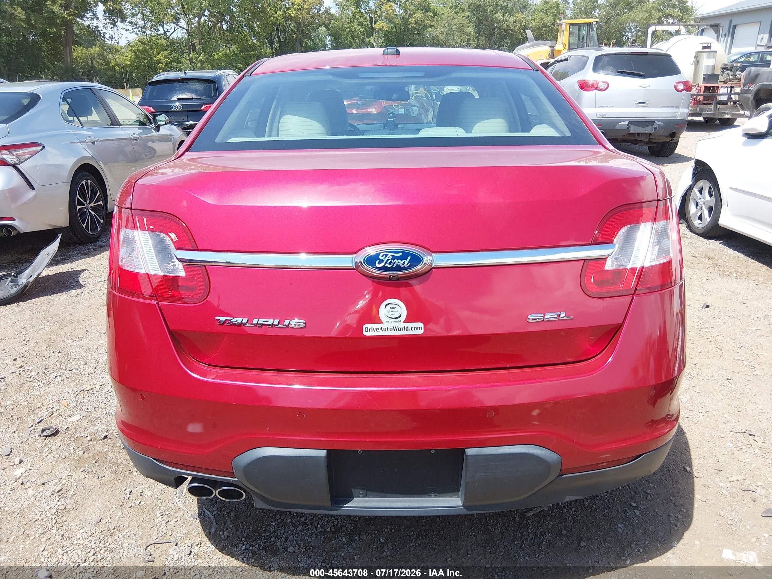 2012 Ford Taurus Sel Red vin: 1FAHP2EW8CG142850