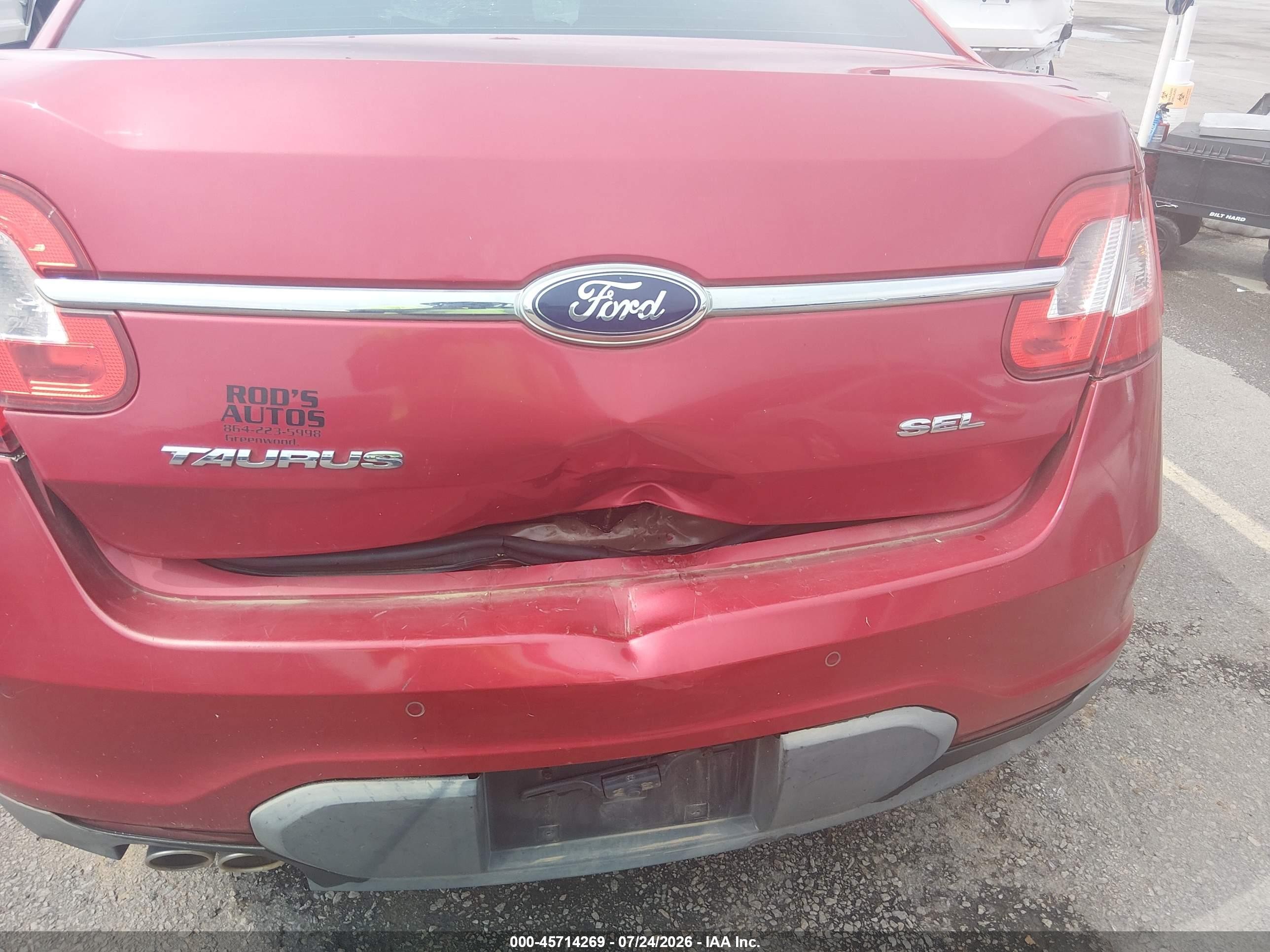 2012 Ford Taurus Sel Burgundy vin: 1FAHP2EW9CG102499