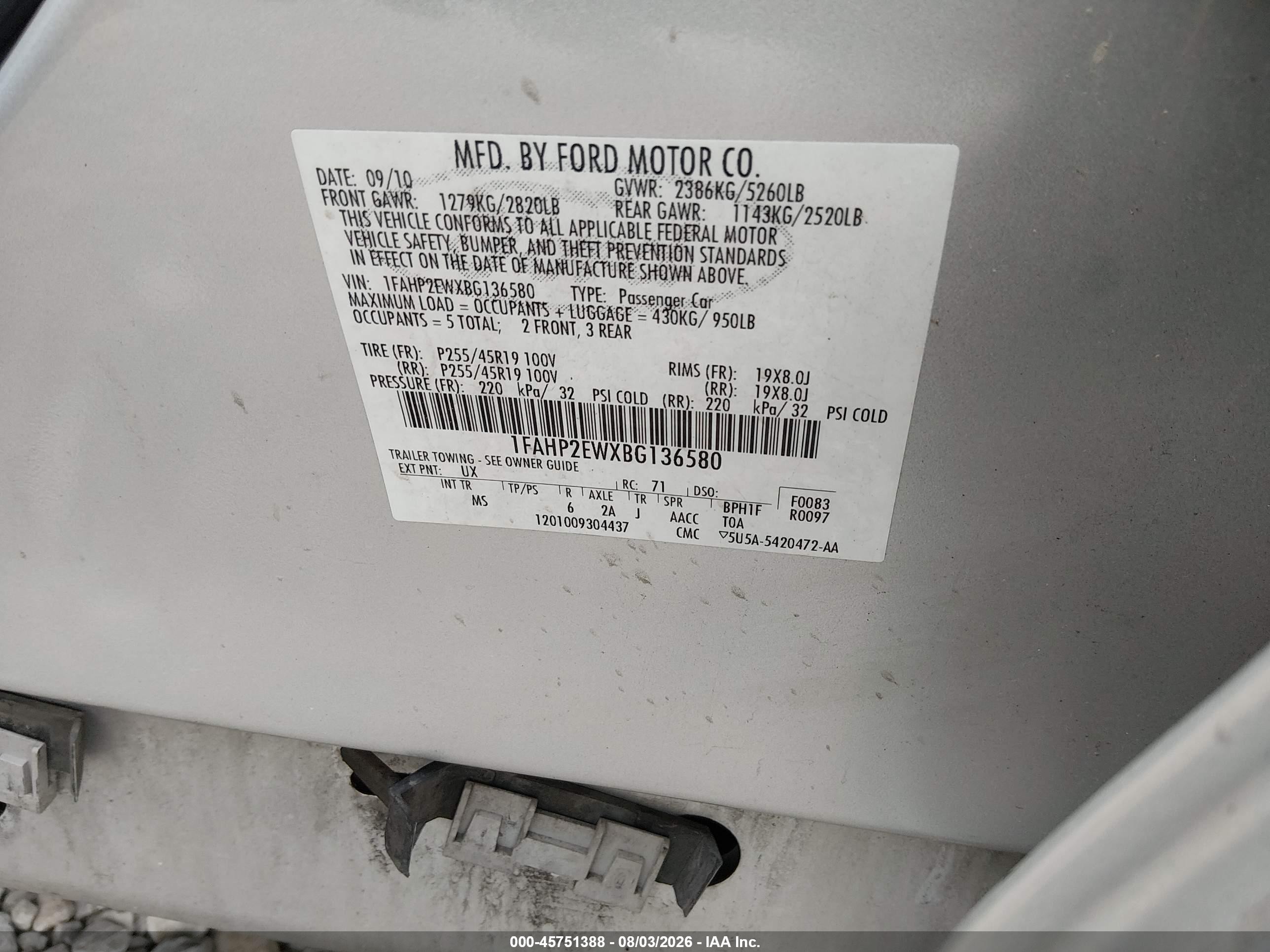 2011 Ford Taurus Sel Silver vin: 1FAHP2EWXBG136580