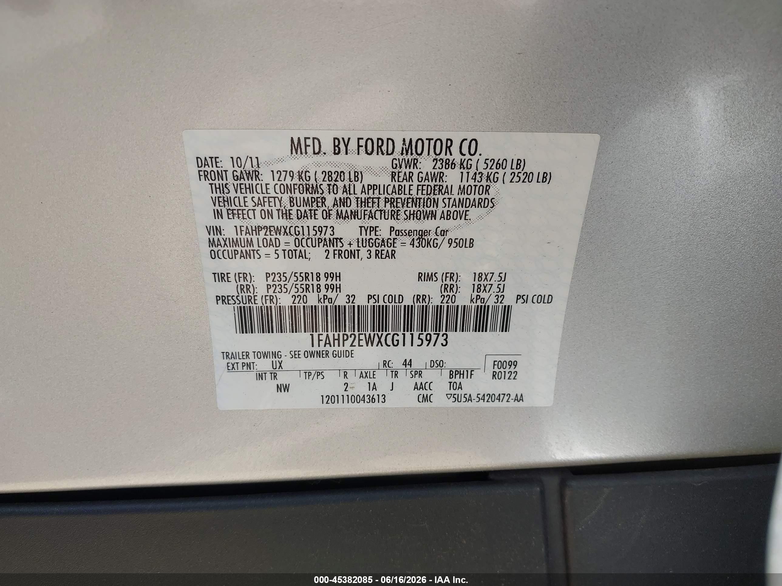 2012 Ford Taurus Sel Silver vin: 1FAHP2EWXCG115973