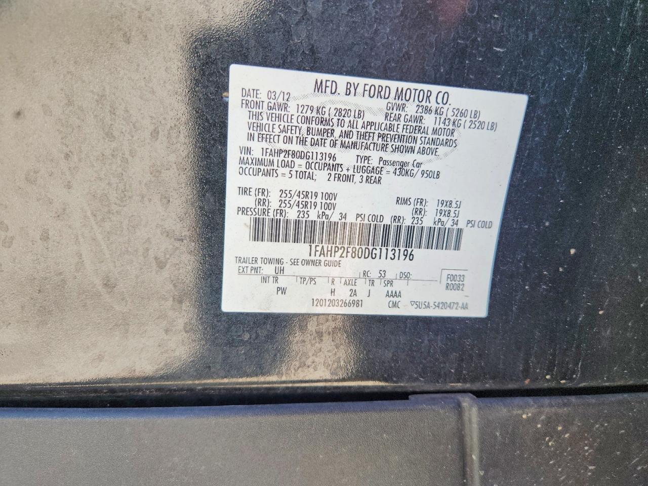 2013 Ford Taurus Limited Black vin: 1FAHP2F80DG113196