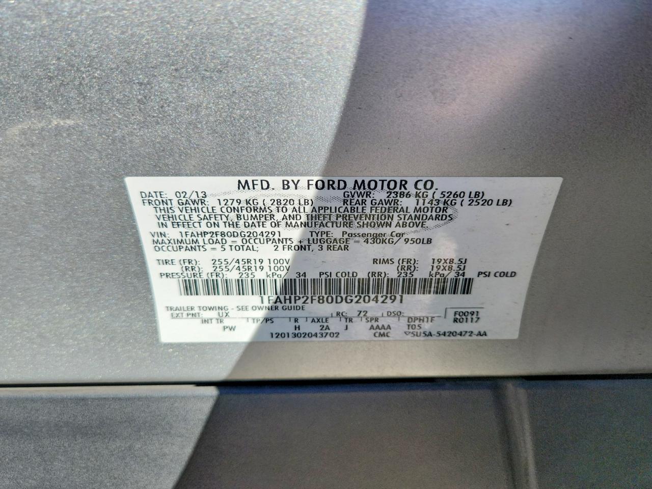 2013 Ford Taurus Limited Silver vin: 1FAHP2F80DG204291