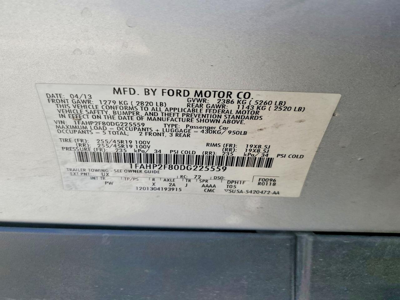 2013 Ford Taurus Silver vin: 1FAHP2F80DG225559