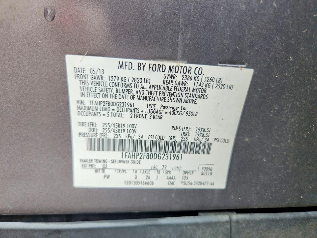 2013 Ford Taurus Limited Gray vin: 1FAHP2F80DG231961
