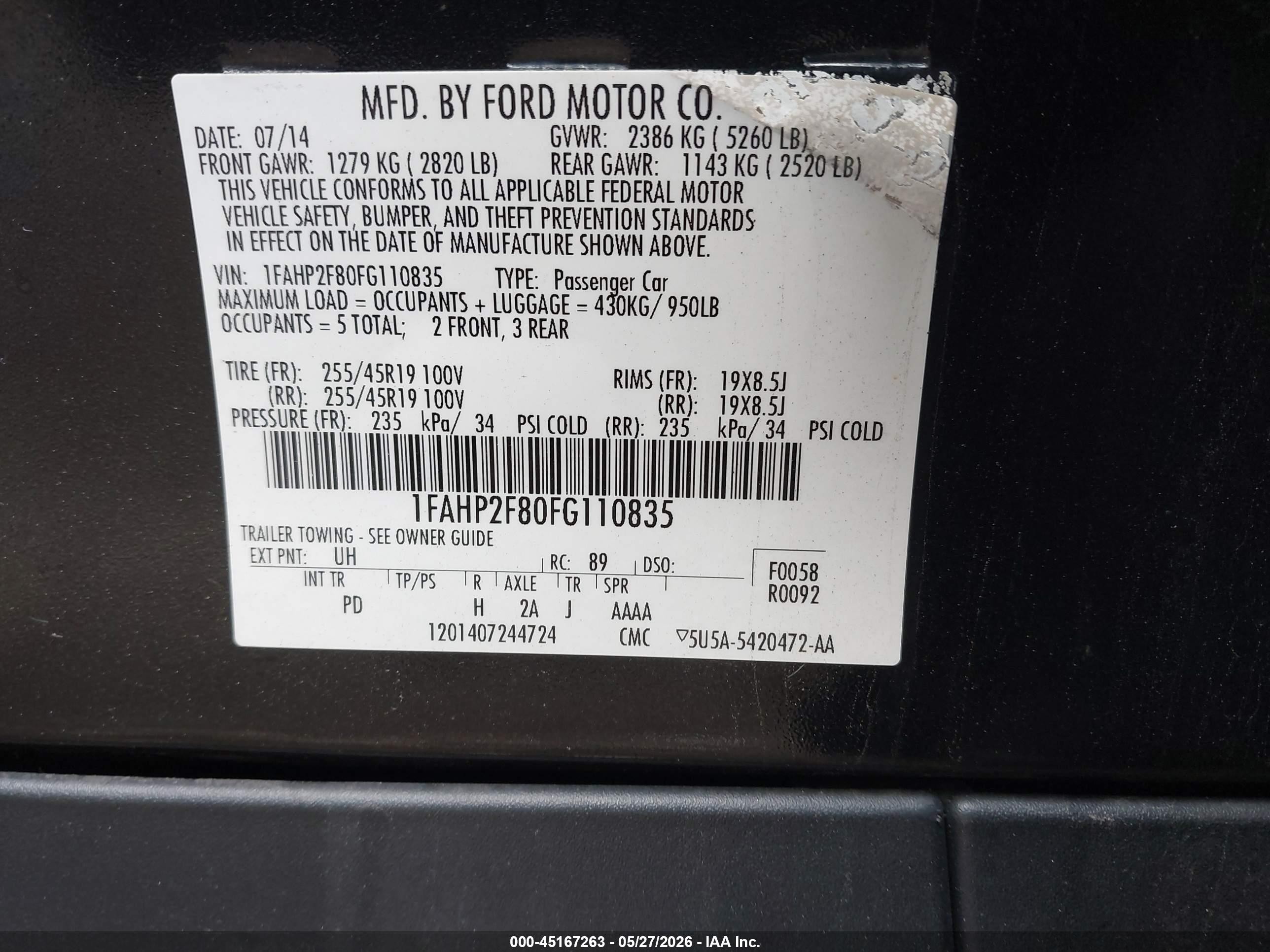 2015 Ford Taurus Limited Black vin: 1FAHP2F80FG110835