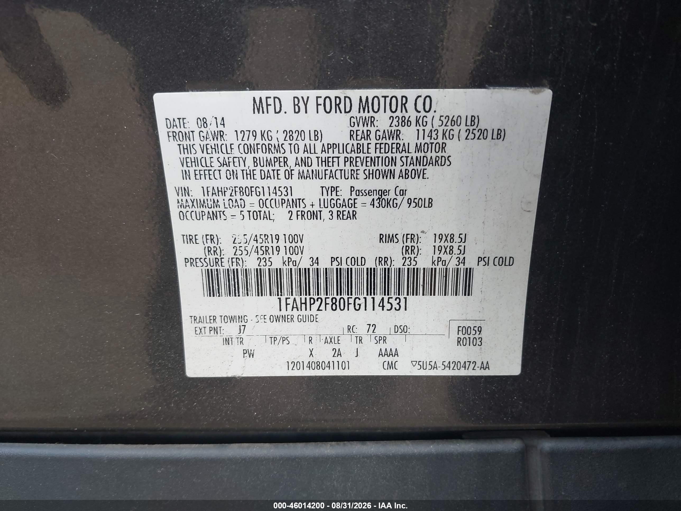 2015 Ford Taurus Limited Gray vin: 1FAHP2F80FG114531