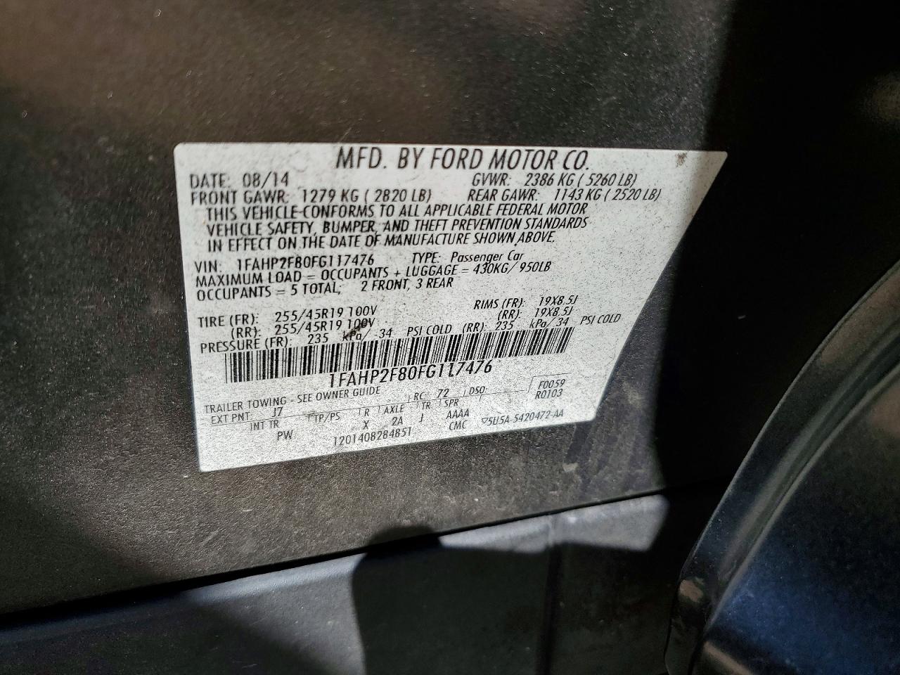 2015 Ford Taurus Limited Серый vin: 1FAHP2F80FG117476