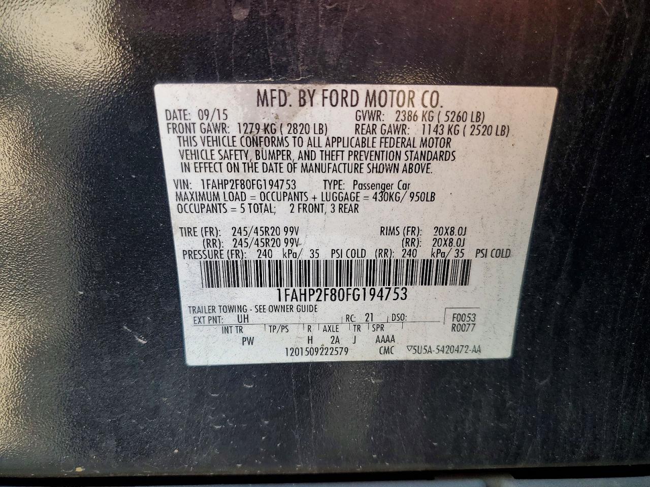 2015 Ford Taurus Limited Black vin: 1FAHP2F80FG194753