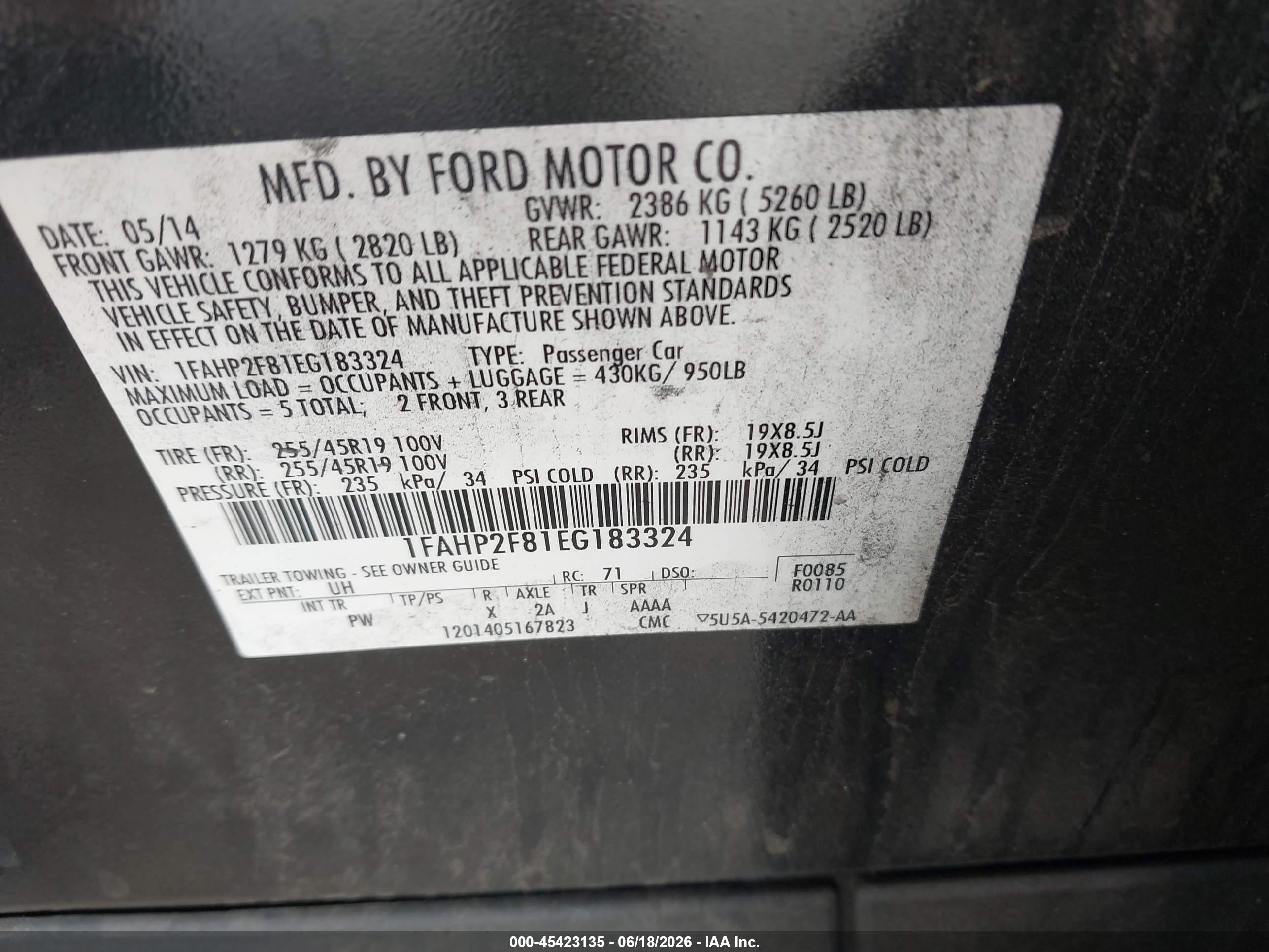 2014 Ford Taurus Limited Black vin: 1FAHP2F81EG183324