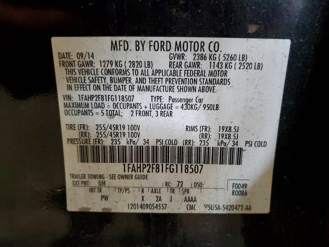 2015 Ford Taurus Limited Black vin: 1FAHP2F81FG118507
