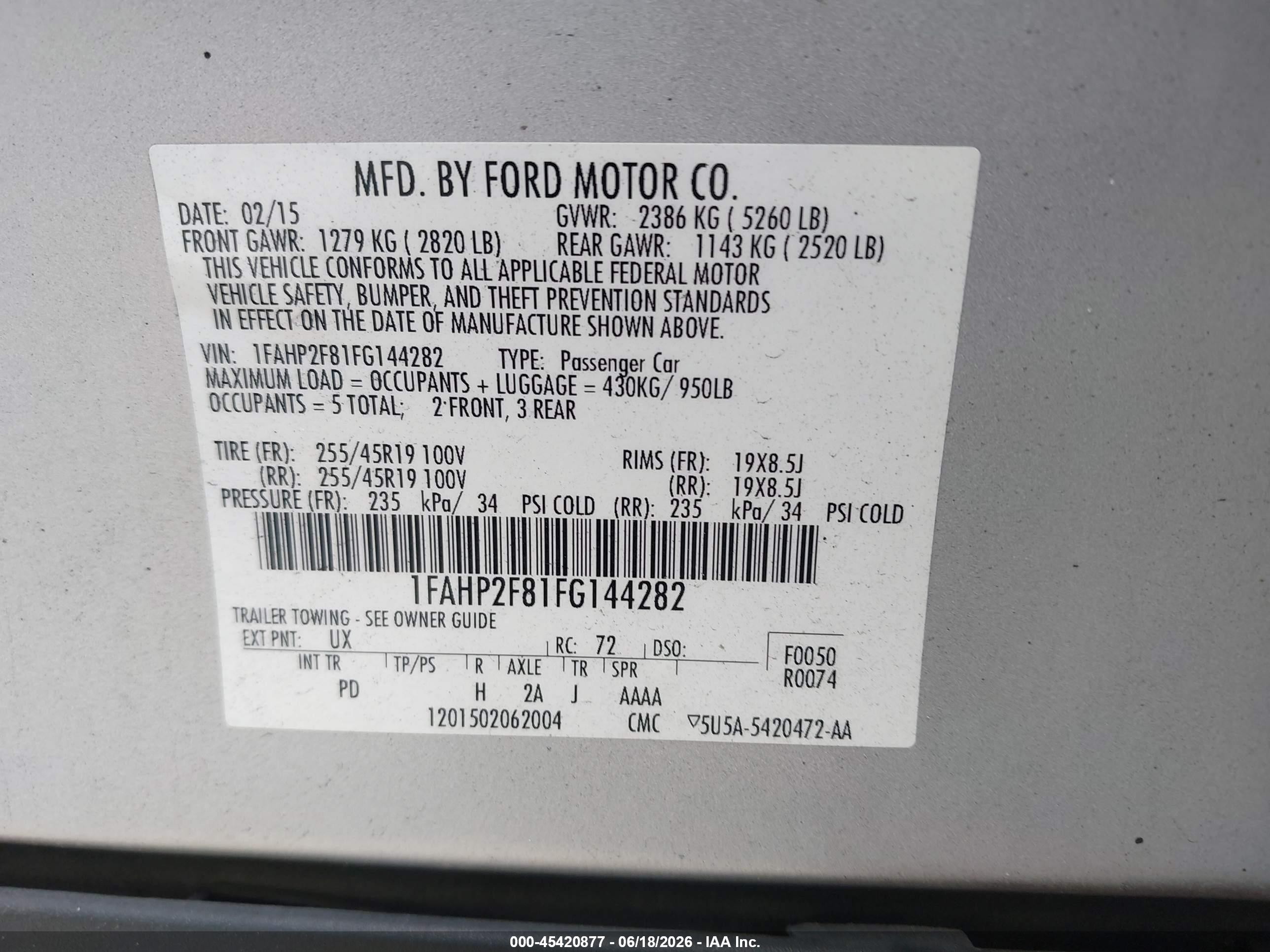 2015 Ford Taurus Limited Silver vin: 1FAHP2F81FG144282