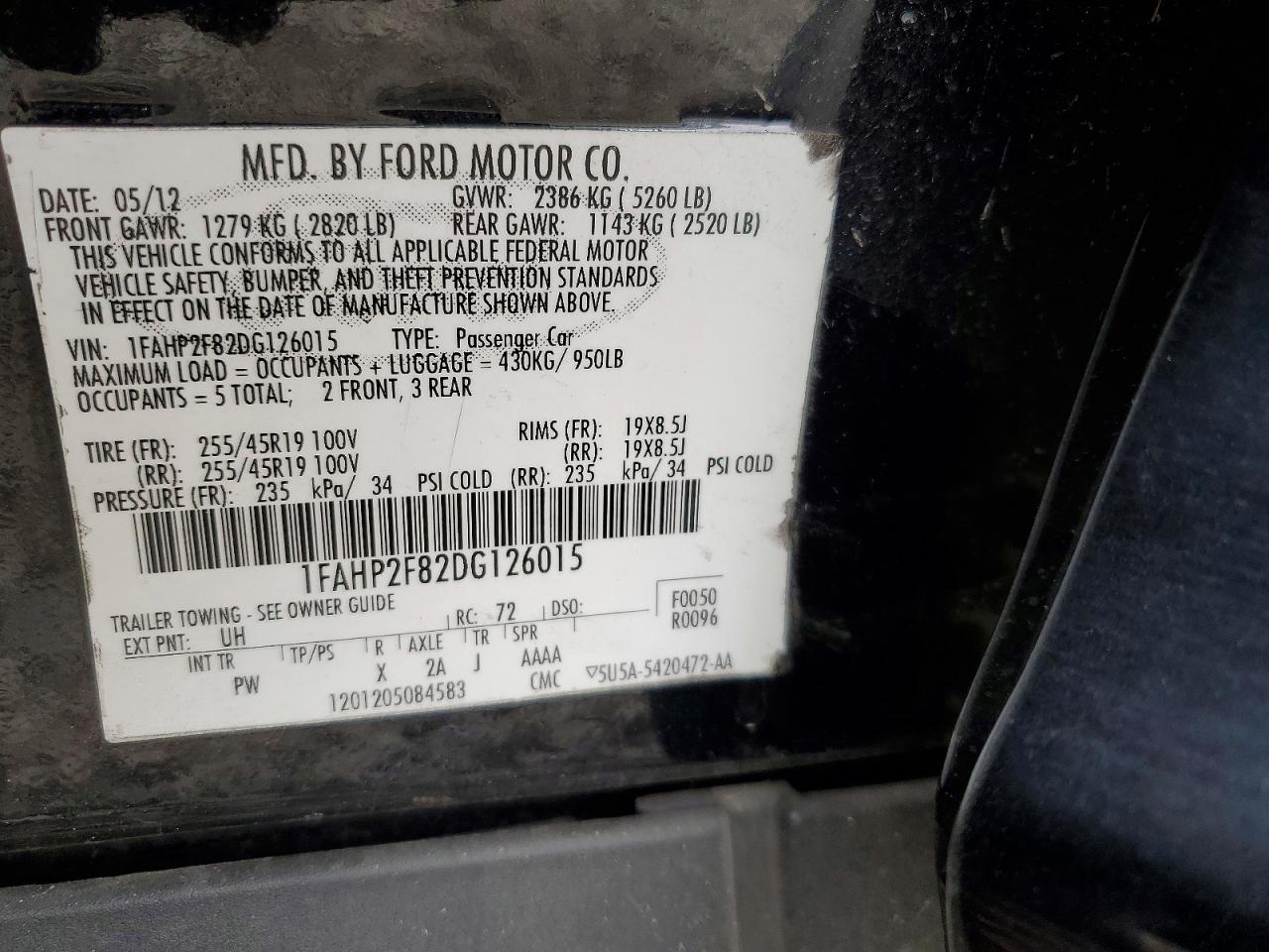 2013 Ford Taurus Limited Black vin: 1FAHP2F82DG126015