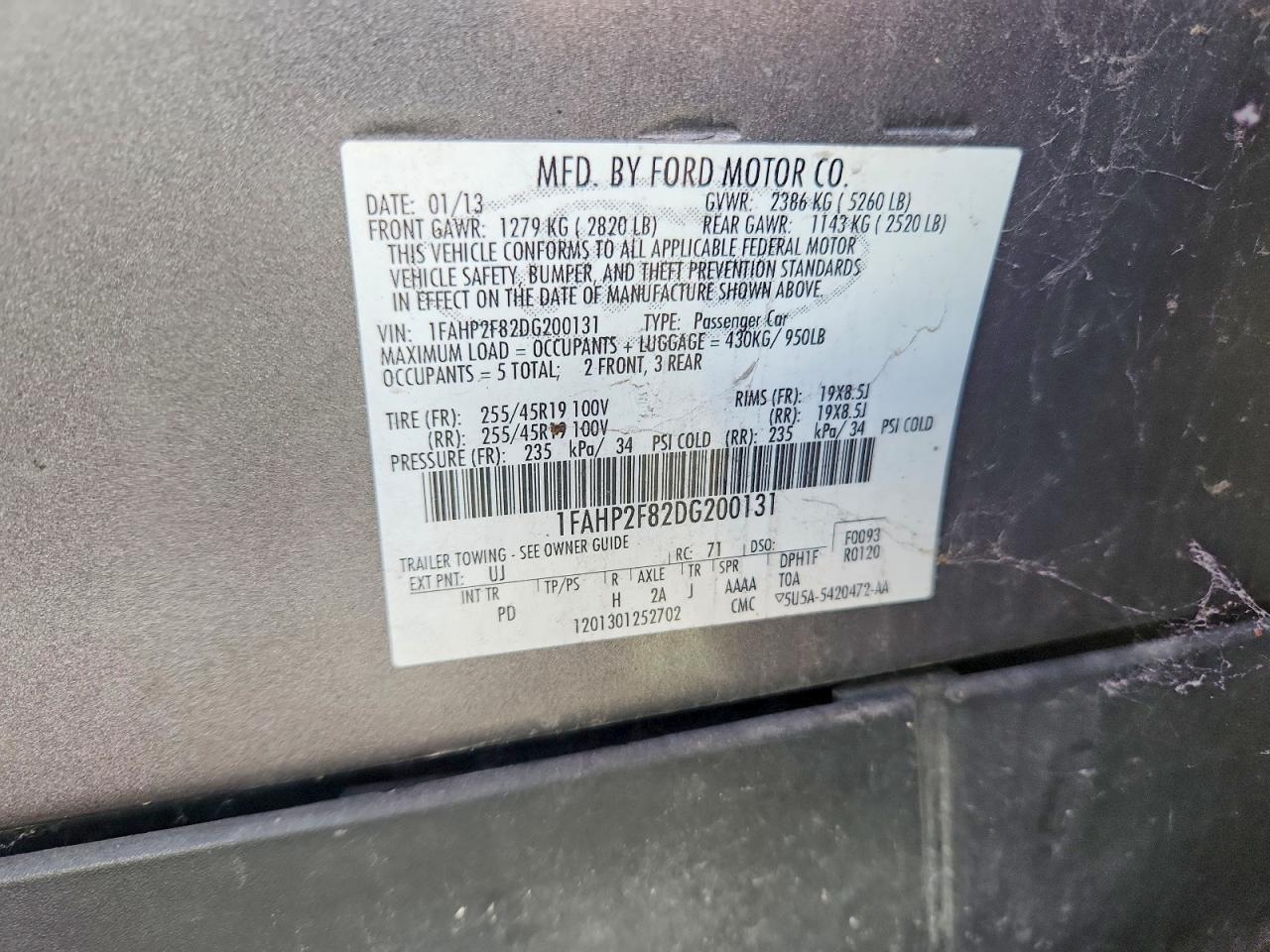 2013 Ford Taurus Limited Gray vin: 1FAHP2F82DG200131