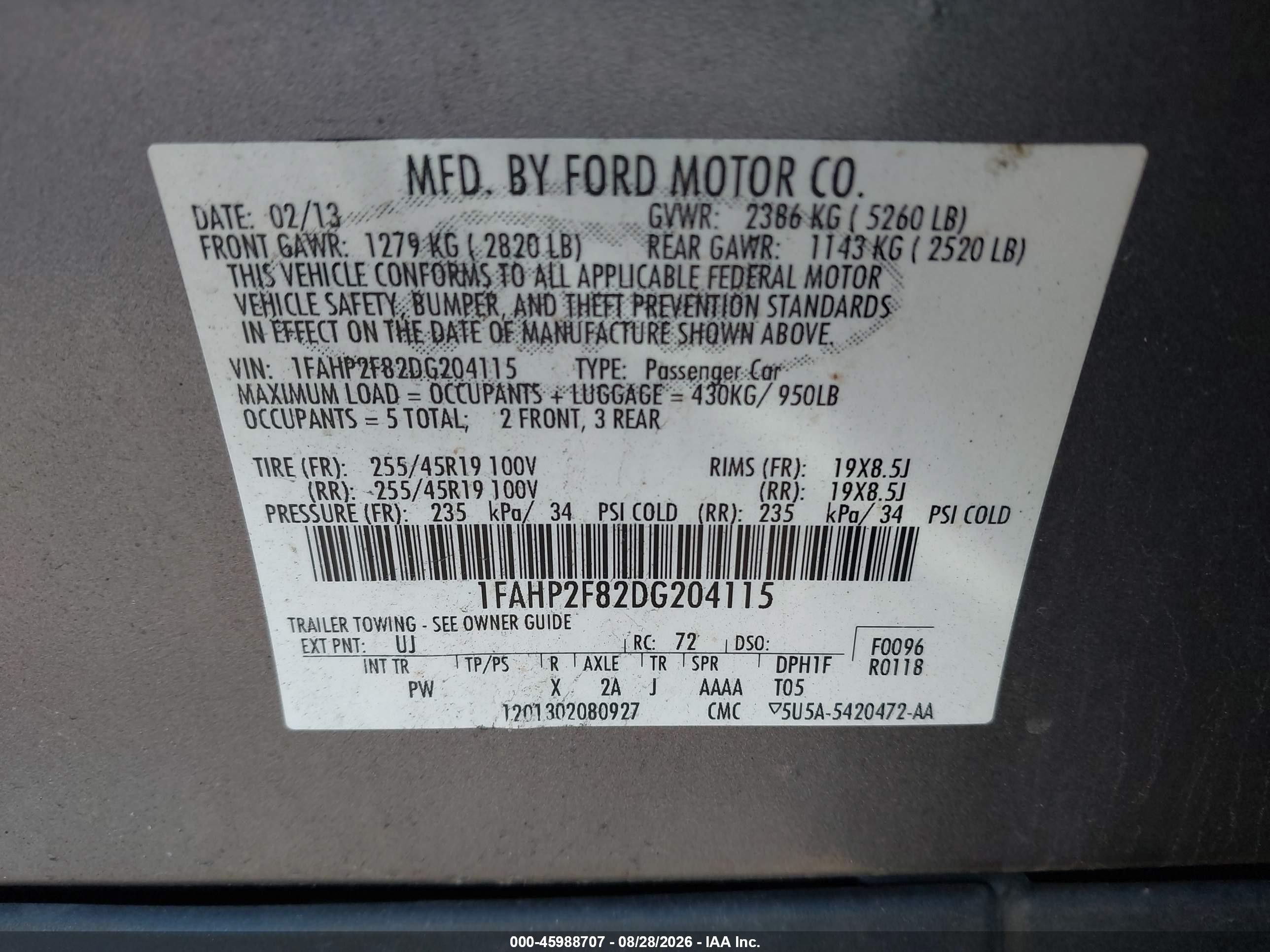 2013 Ford Taurus Limited Gray vin: 1FAHP2F82DG204115