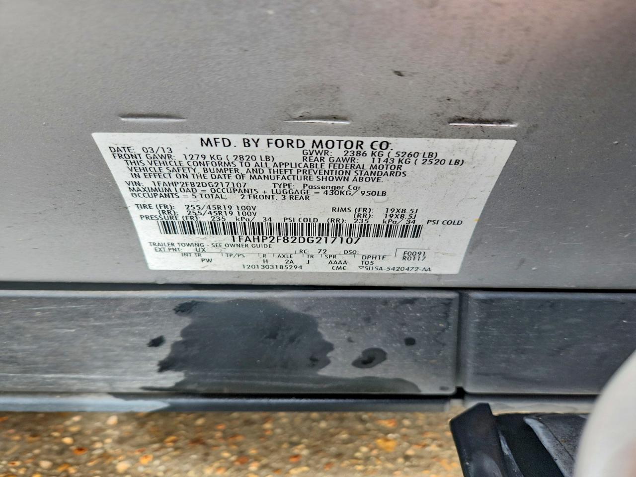 2013 Ford Taurus Limited Silver vin: 1FAHP2F82DG217107