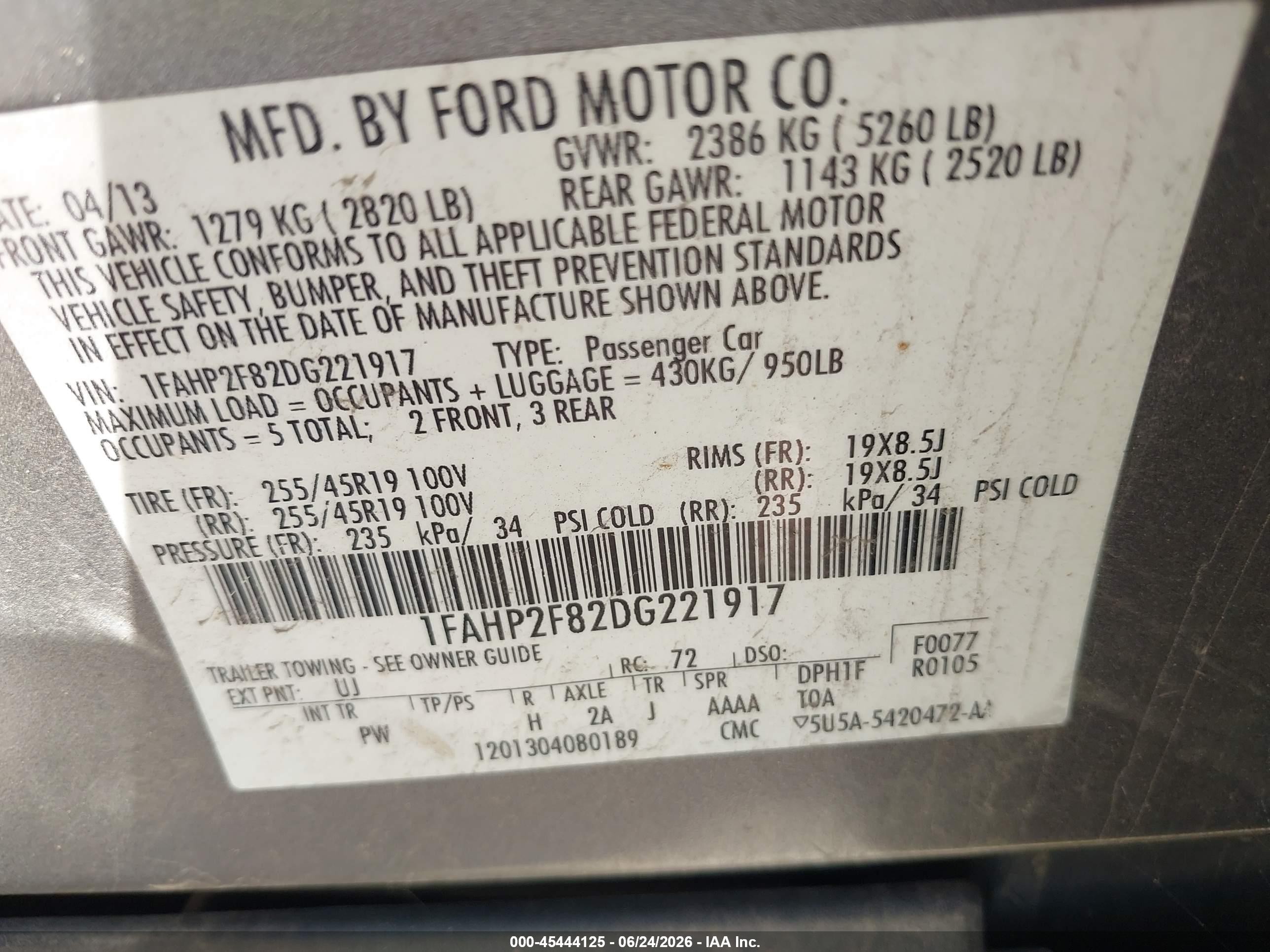 2013 Ford Taurus Limited Gray vin: 1FAHP2F82DG221917