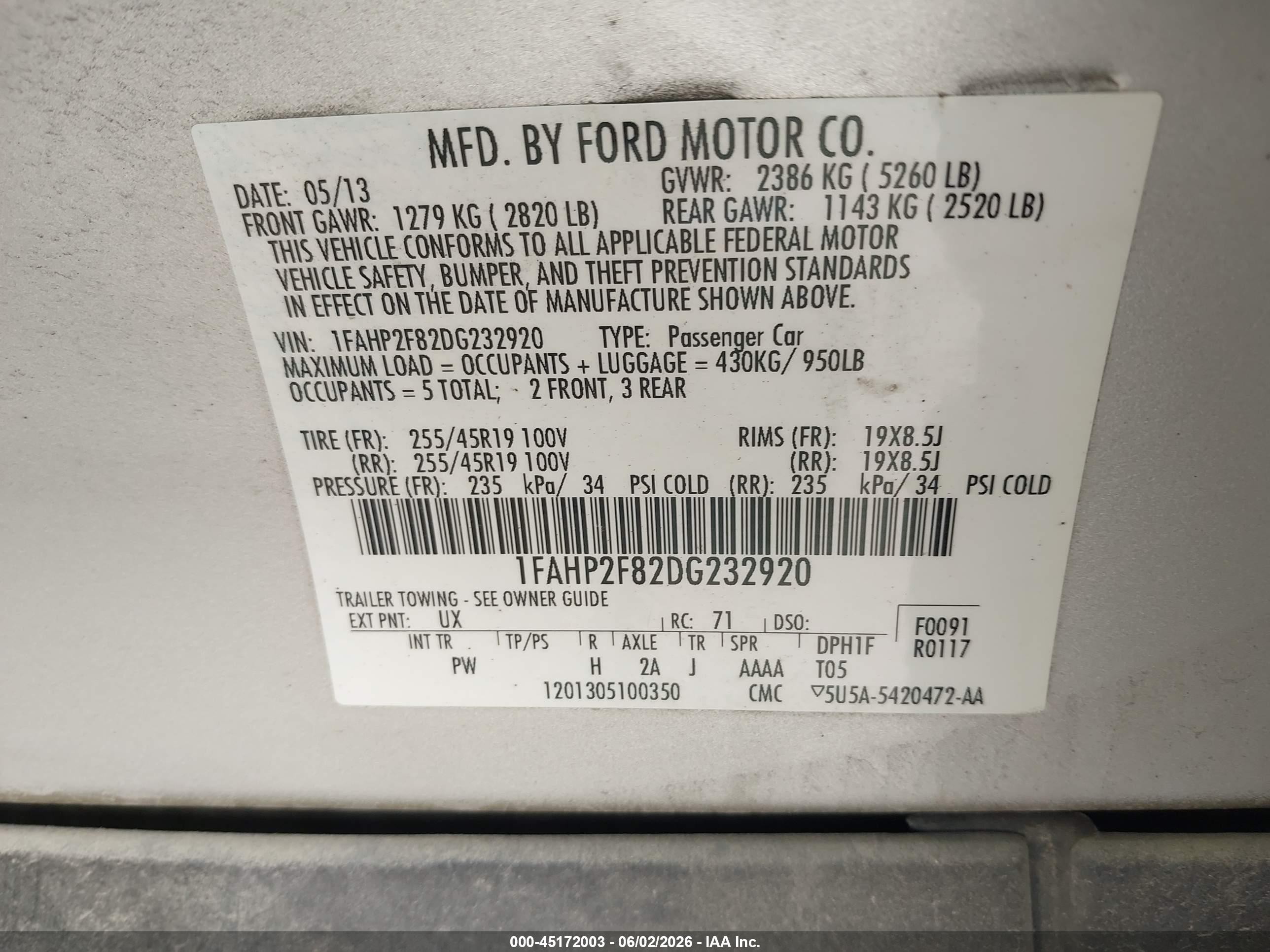 2013 Ford Taurus Limited Silver vin: 1FAHP2F82DG232920