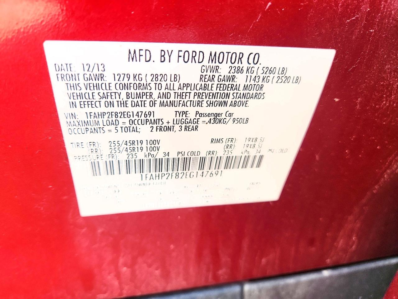 2014 Ford Taurus Limited Red vin: 1FAHP2F82EG147691
