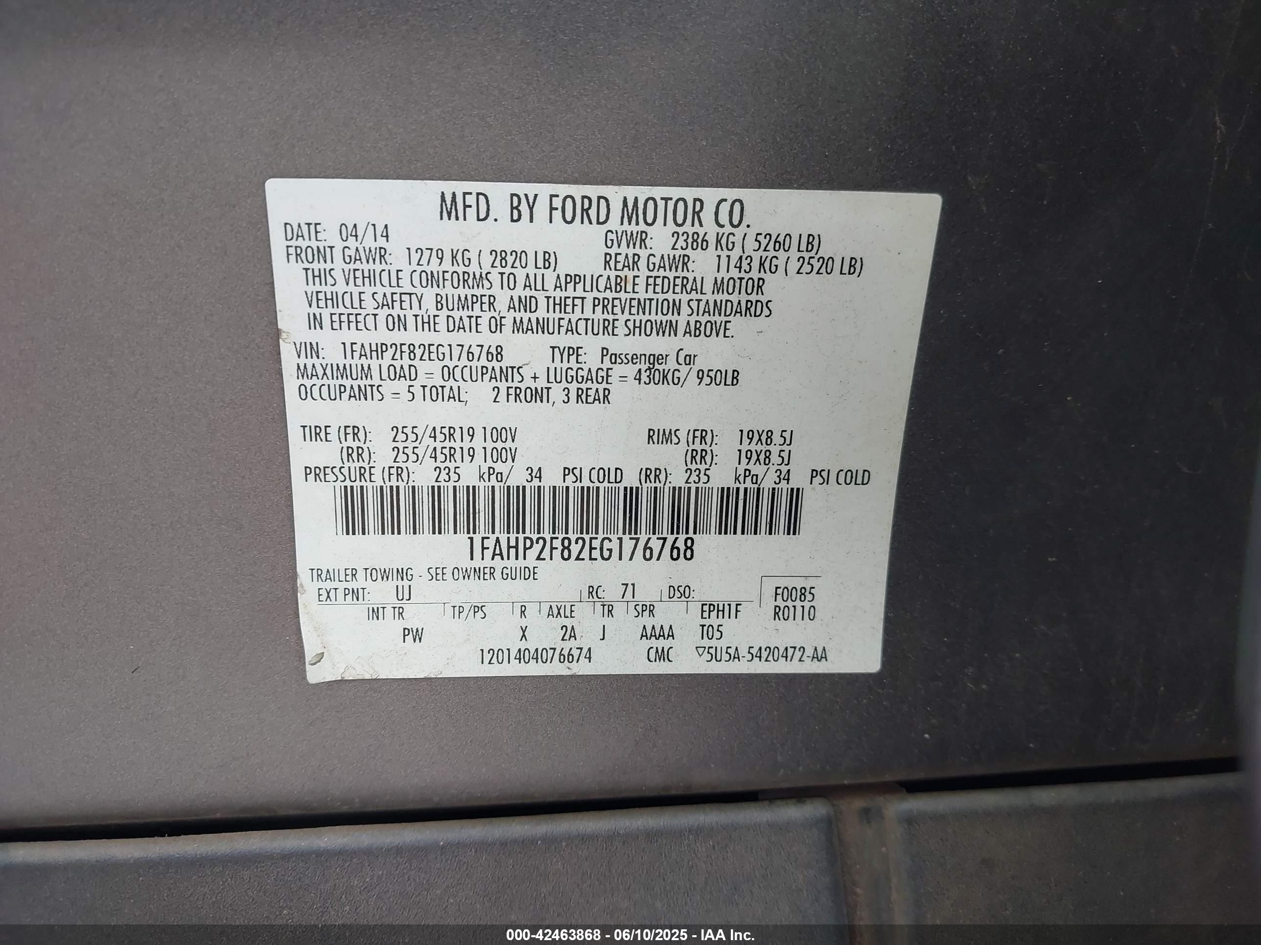 2014 Ford Taurus Limited Gray vin: 1FAHP2F82EG176768