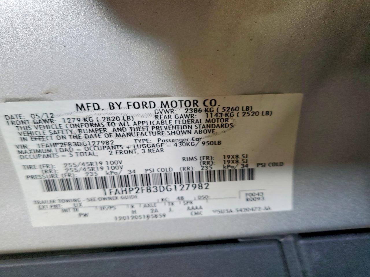 2013 Ford Taurus Limited Silver vin: 1FAHP2F83DG127982