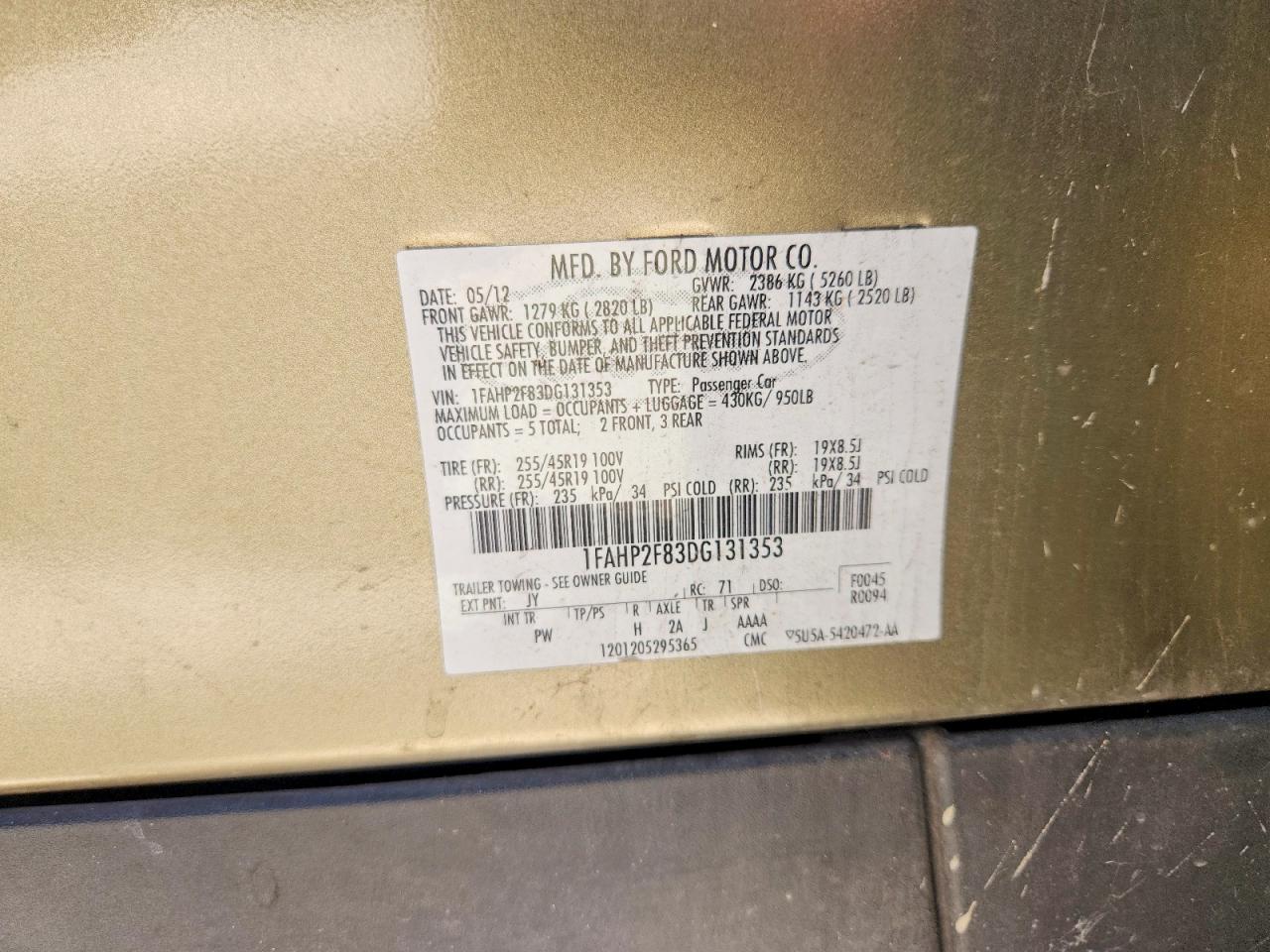 2013 Ford Taurus Limited Green vin: 1FAHP2F83DG131353