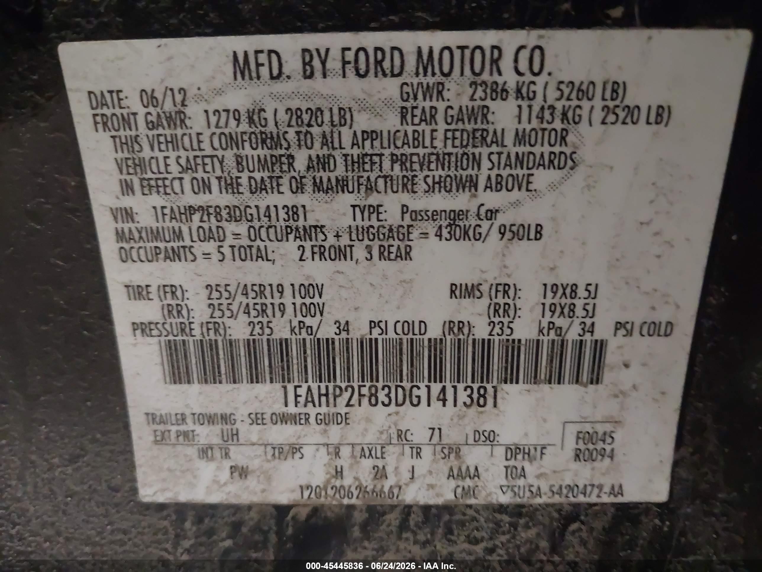 2013 Ford Taurus Limited Black vin: 1FAHP2F83DG141381