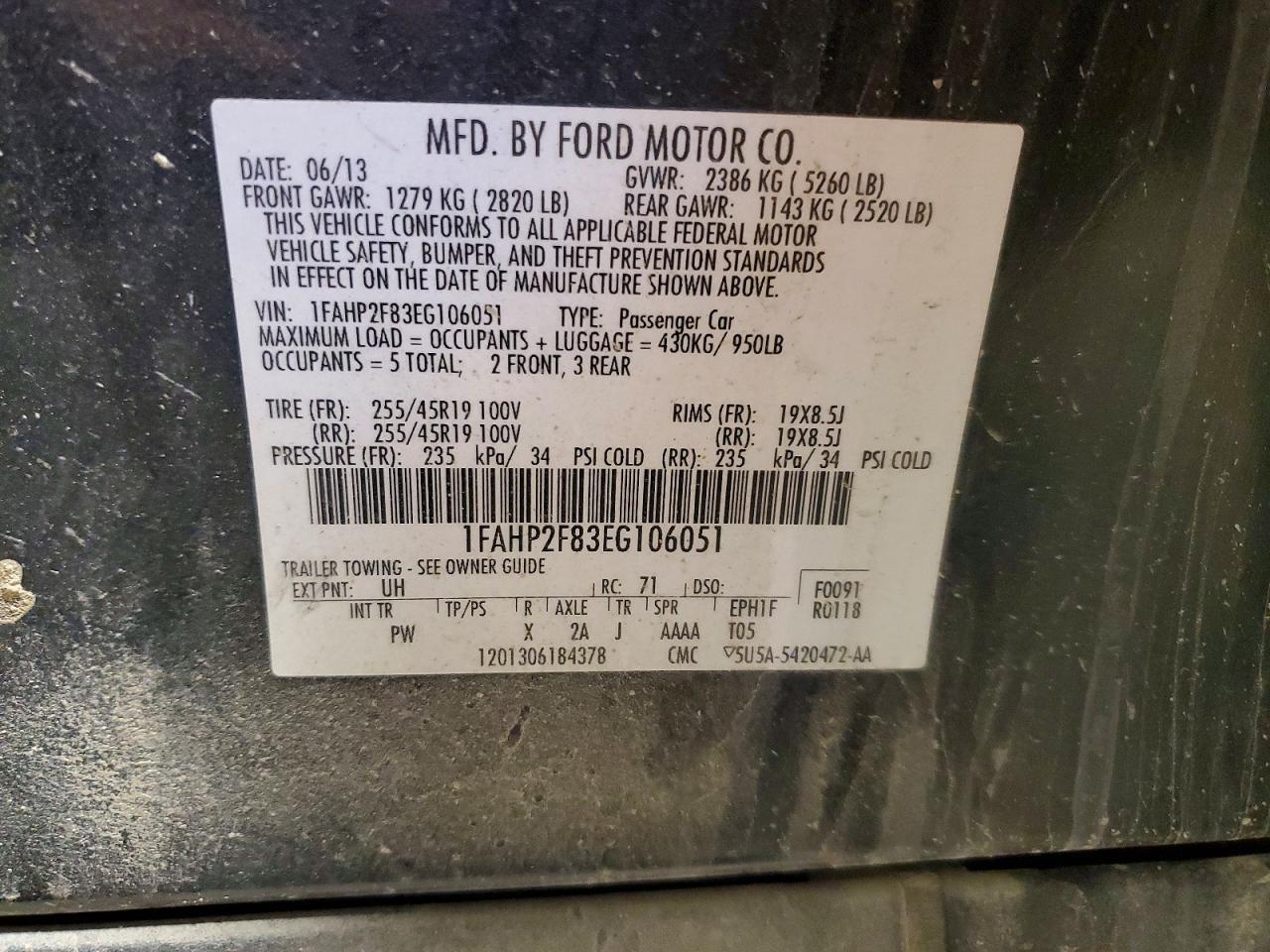 2014 Ford Taurus Limited Black vin: 1FAHP2F83EG106051