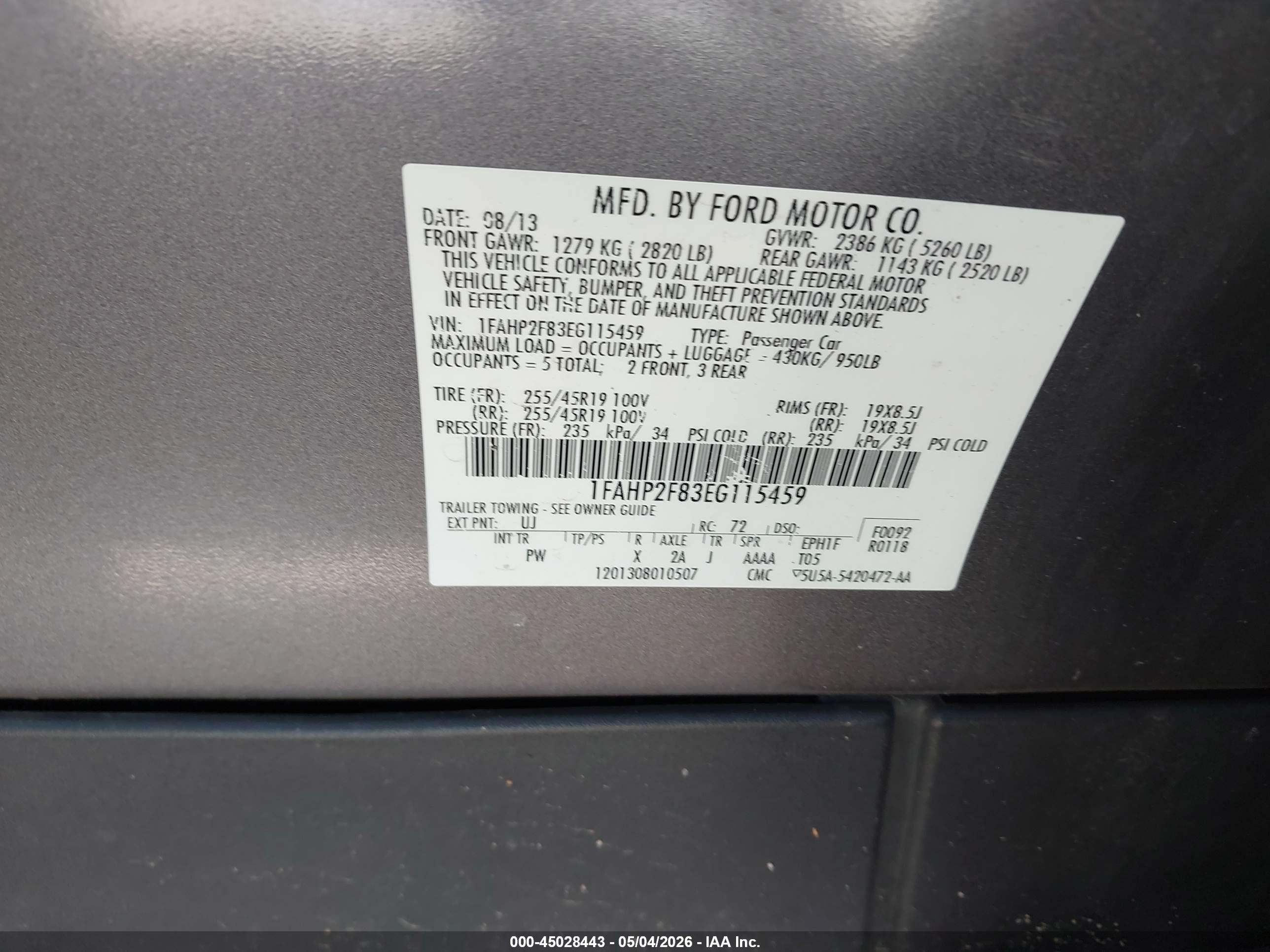 2014 Ford Taurus Limited Gray vin: 1FAHP2F83EG115459