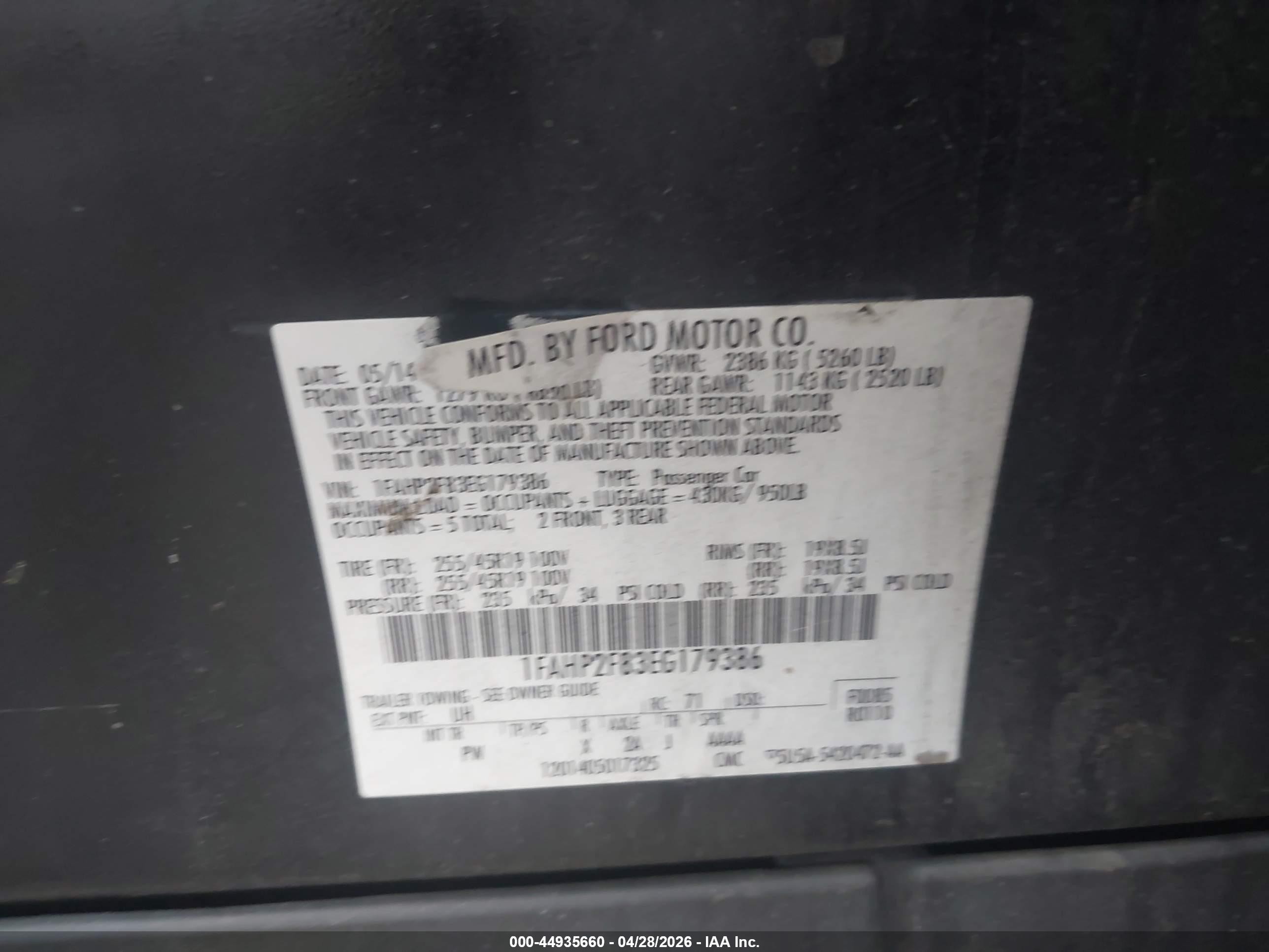2014 Ford Taurus Limited Черный vin: 1FAHP2F83EG179386