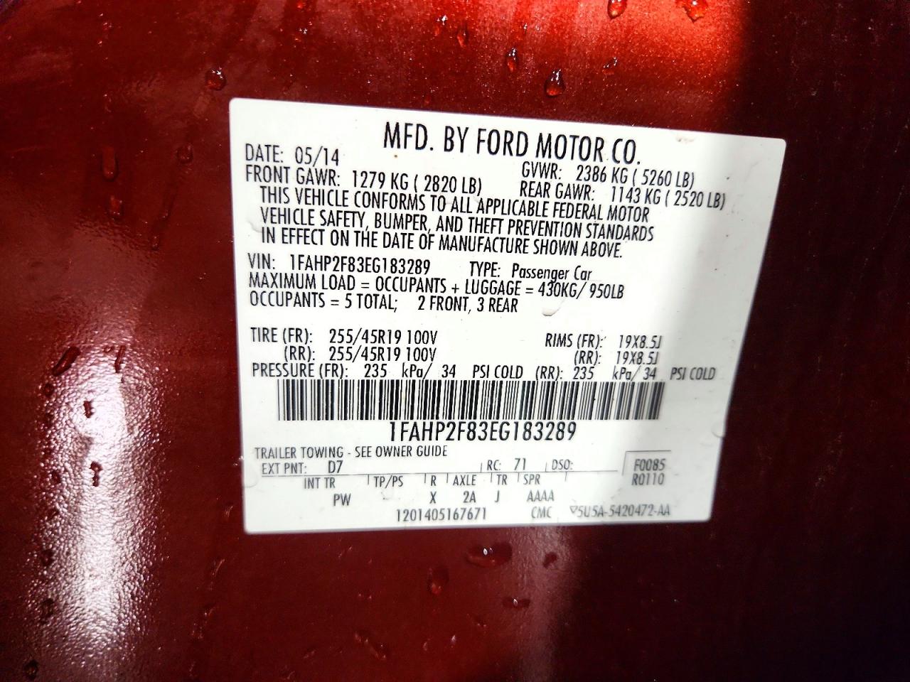 2014 Ford Taurus Limited Orange vin: 1FAHP2F83EG183289