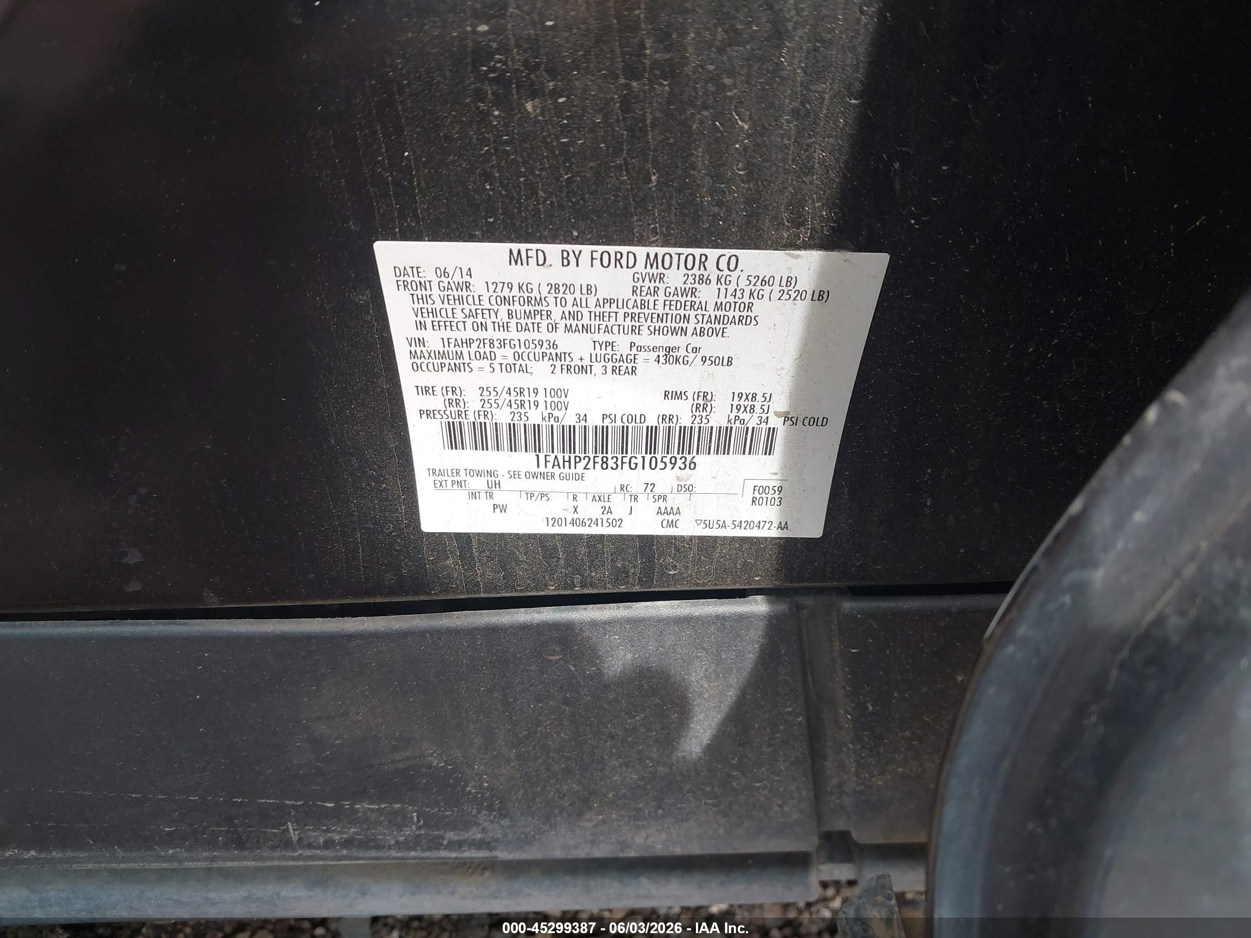 2015 Ford Taurus Limited Black vin: 1FAHP2F83FG105936