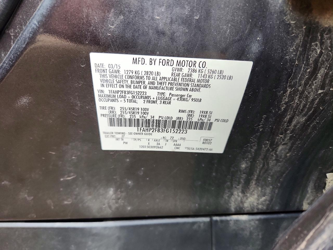 2015 Ford Taurus Limited Серый vin: 1FAHP2F83FG152223