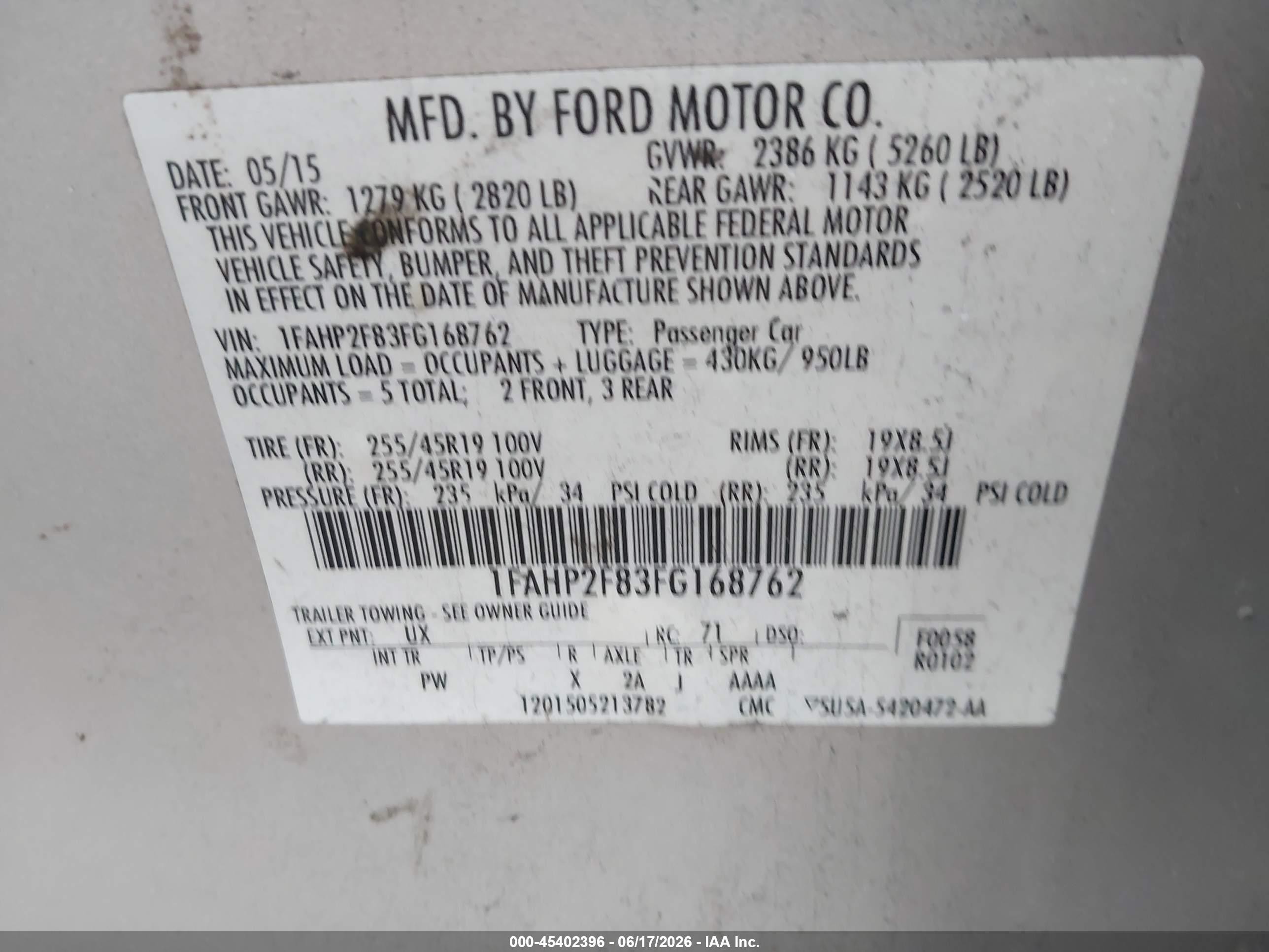 2015 Ford Taurus Limited Silver vin: 1FAHP2F83FG168762