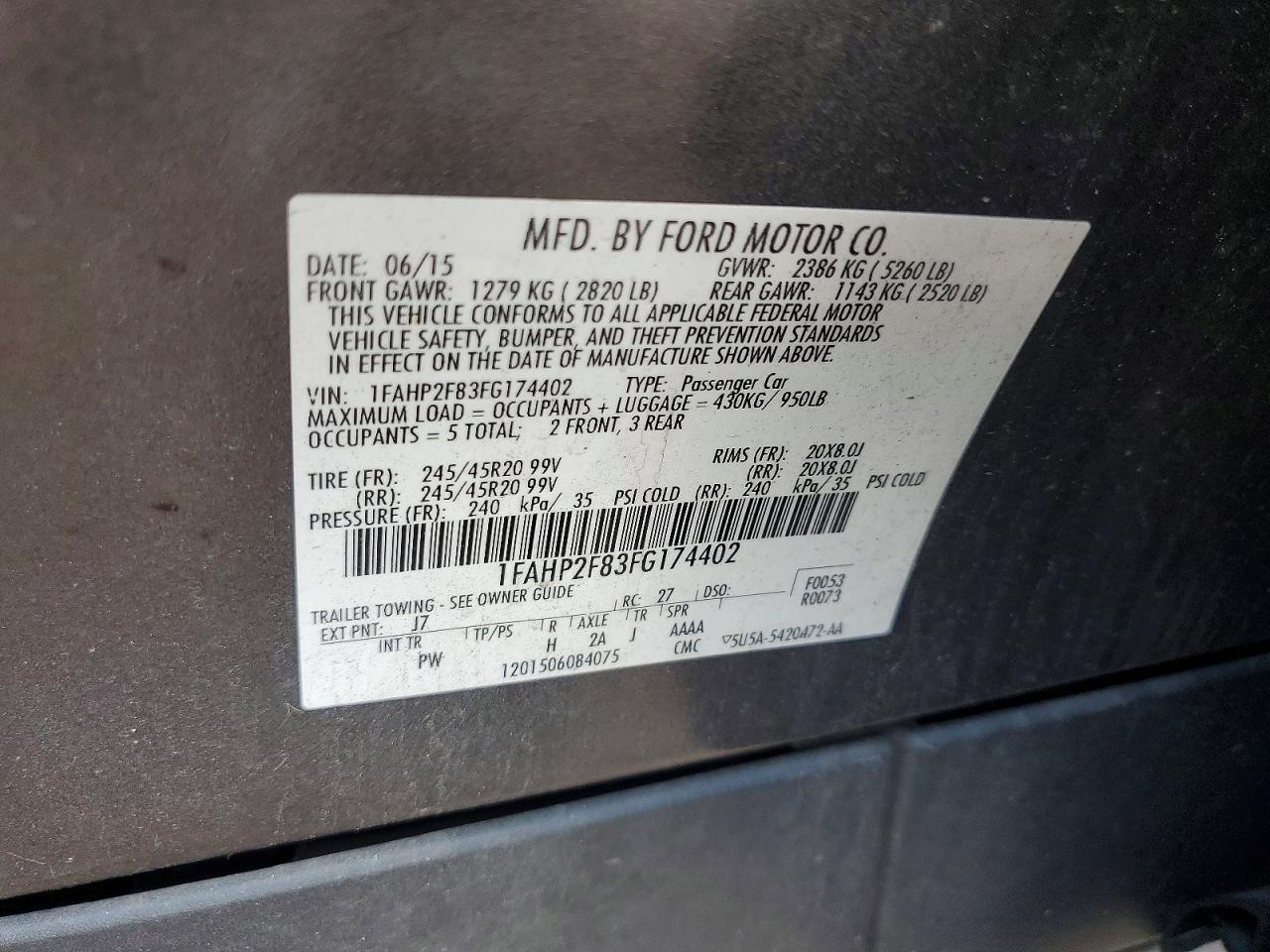 2015 Ford Taurus Limited Gray vin: 1FAHP2F83FG174402
