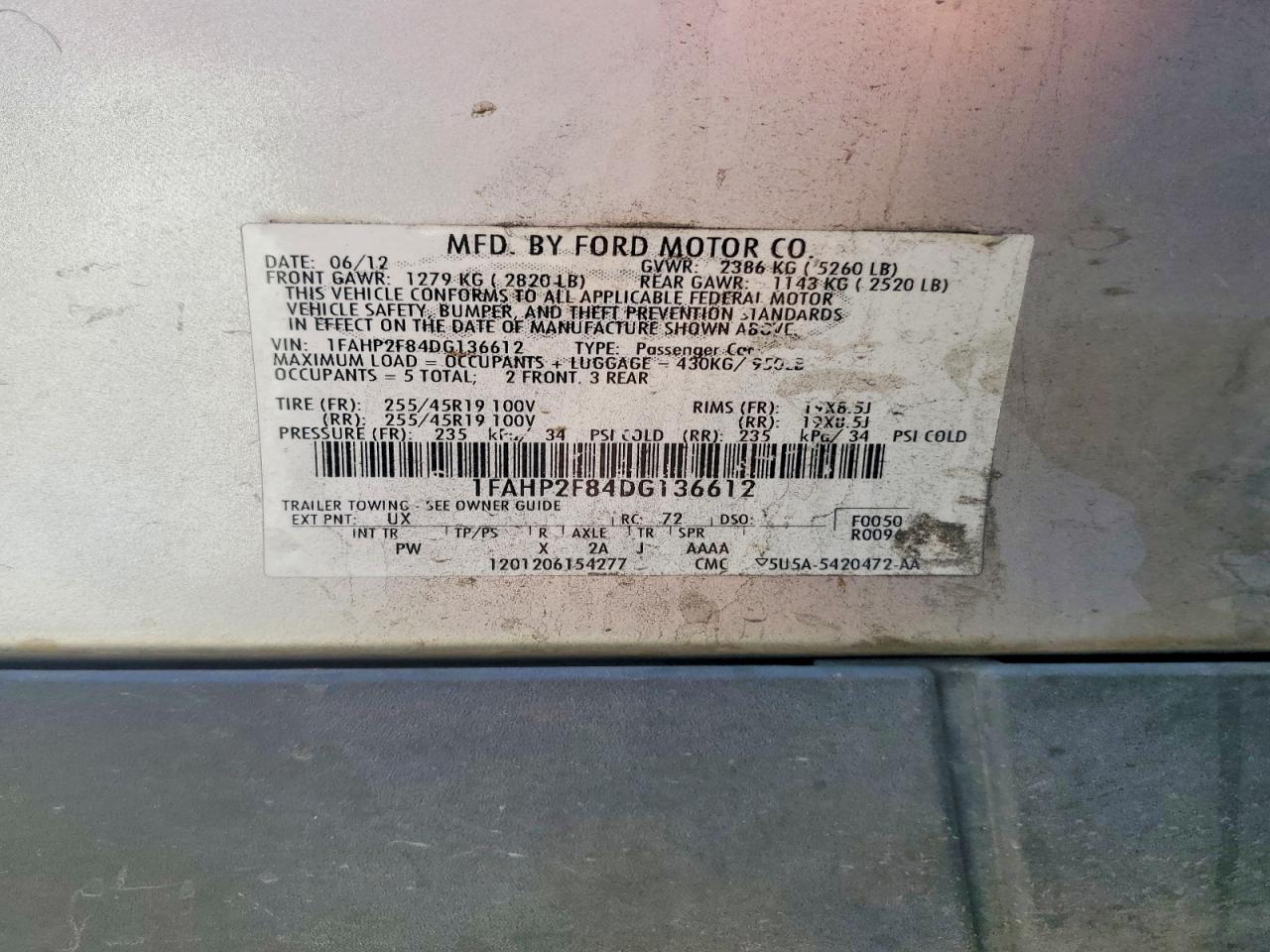 2013 Ford Taurus Limited Silver vin: 1FAHP2F84DG136612