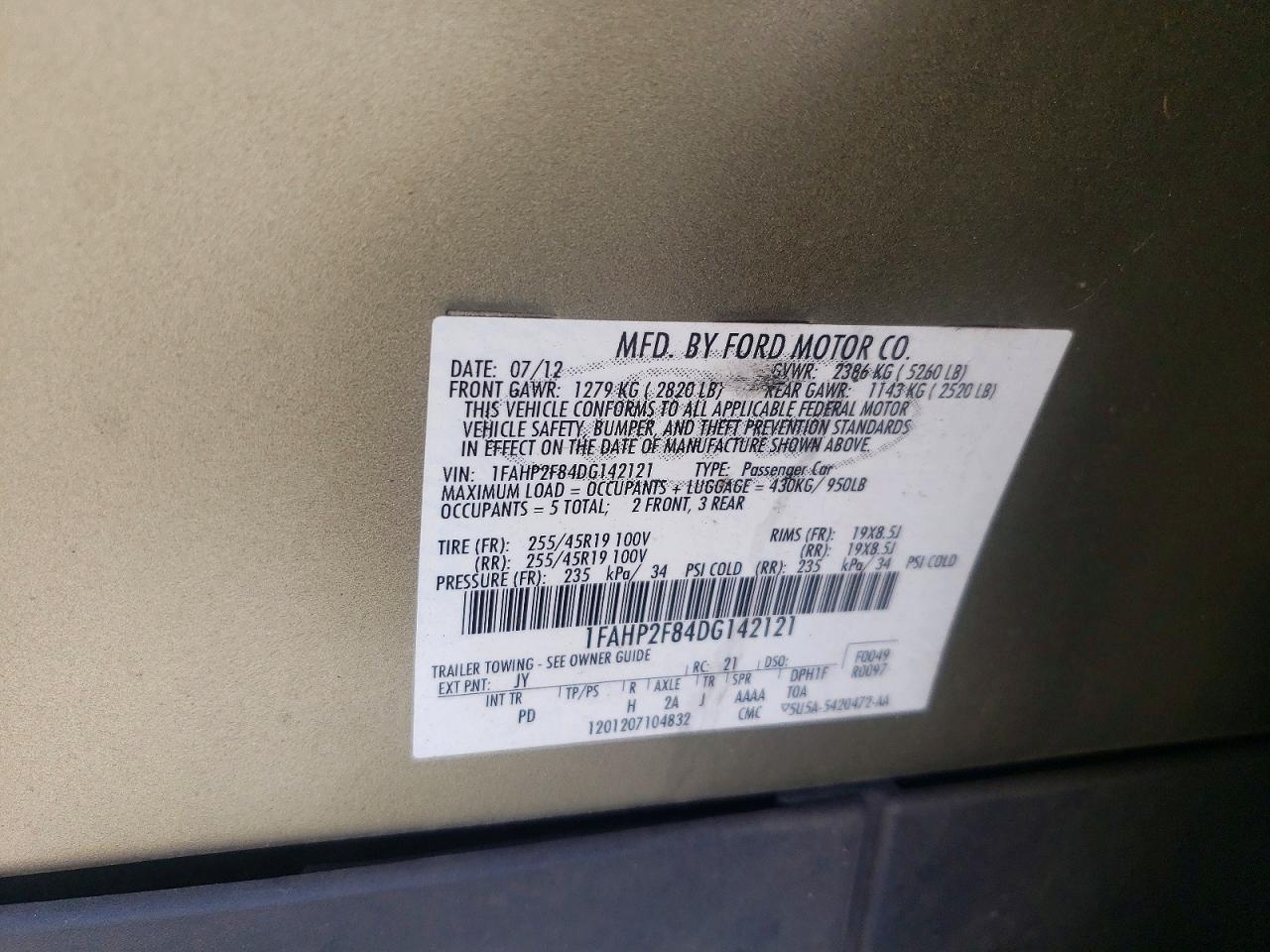 2013 Ford Taurus Limited Gold vin: 1FAHP2F84DG142121