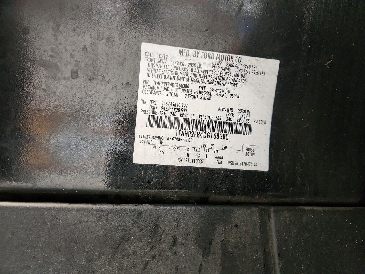 2013 Ford Taurus Limited Black vin: 1FAHP2F84DG168380