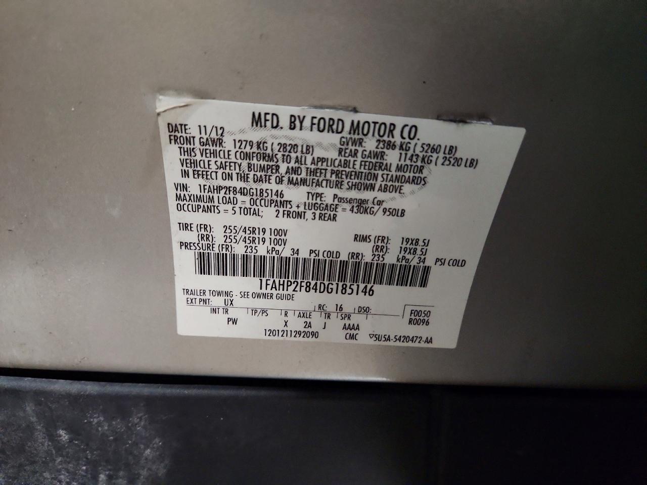 2013 Ford Taurus Limited Серебряный vin: 1FAHP2F84DG185146