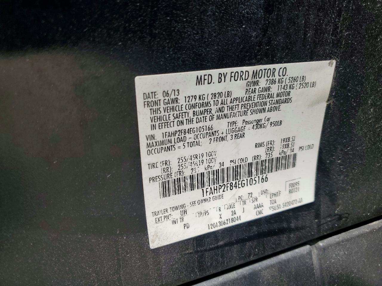 2014 Ford Taurus Limited Black vin: 1FAHP2F84EG105166