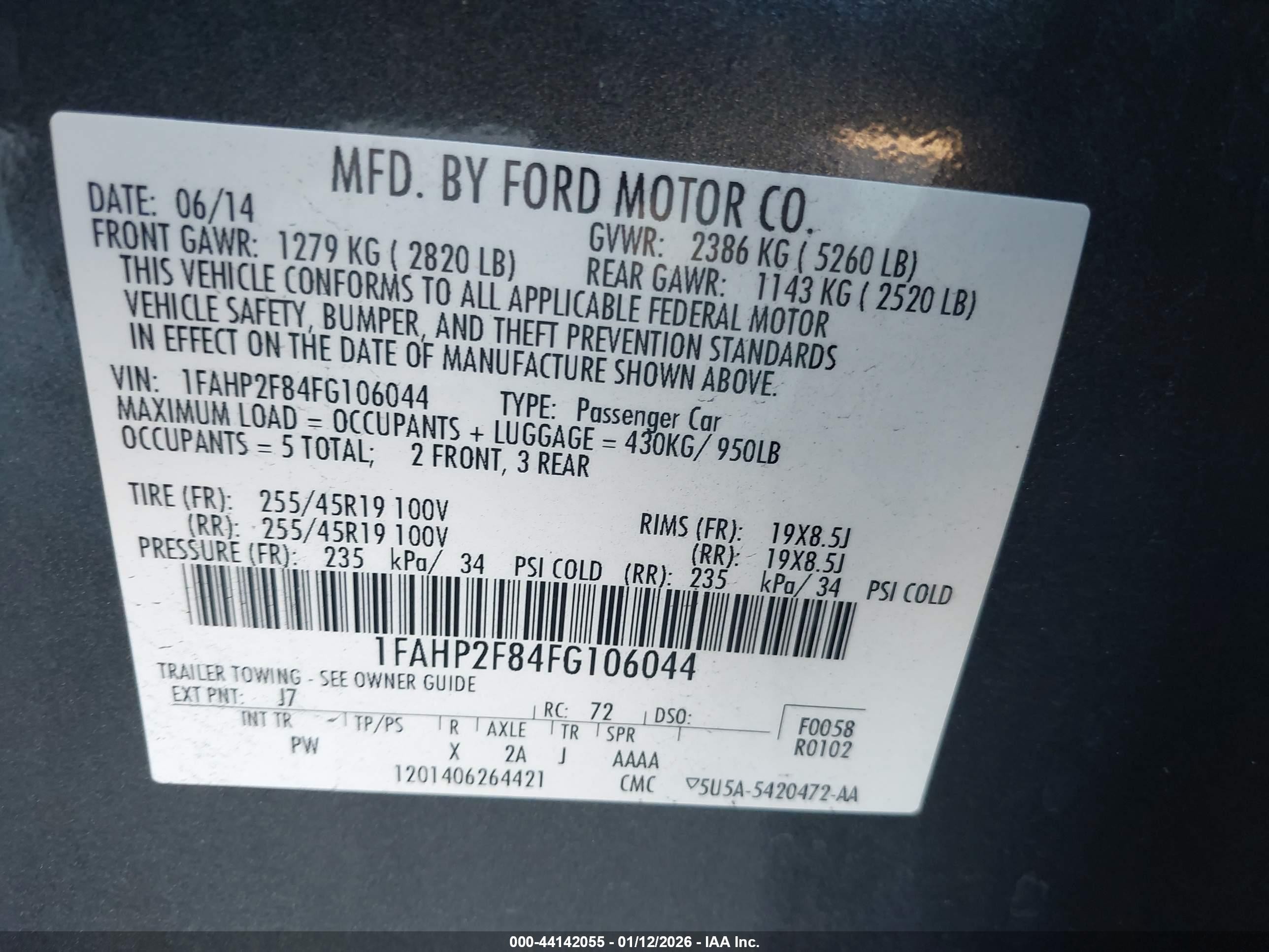 2015 Ford Taurus Limited Gray vin: 1FAHP2F84FG106044