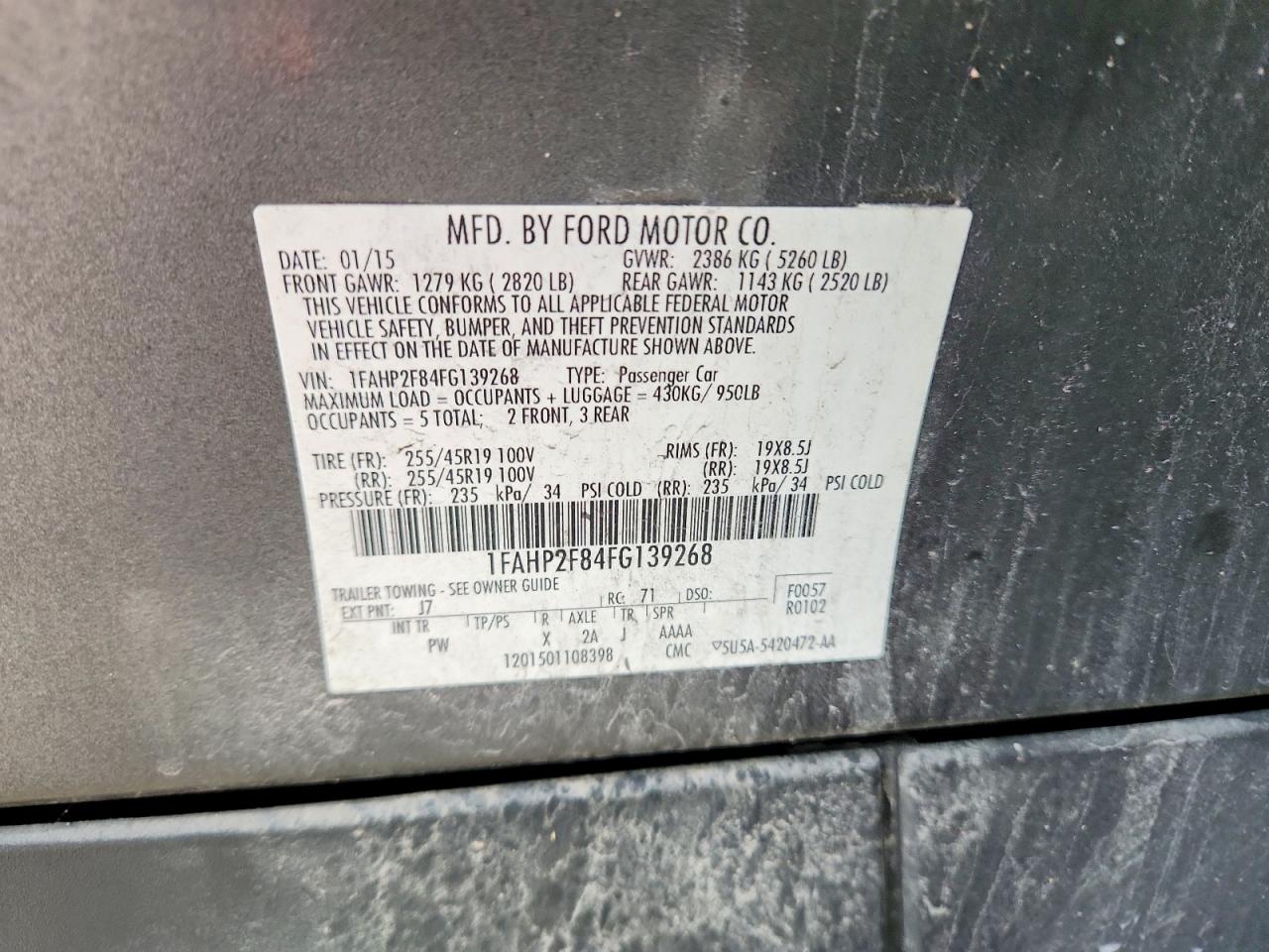 2015 Ford Taurus Limited Gray vin: 1FAHP2F84FG139268