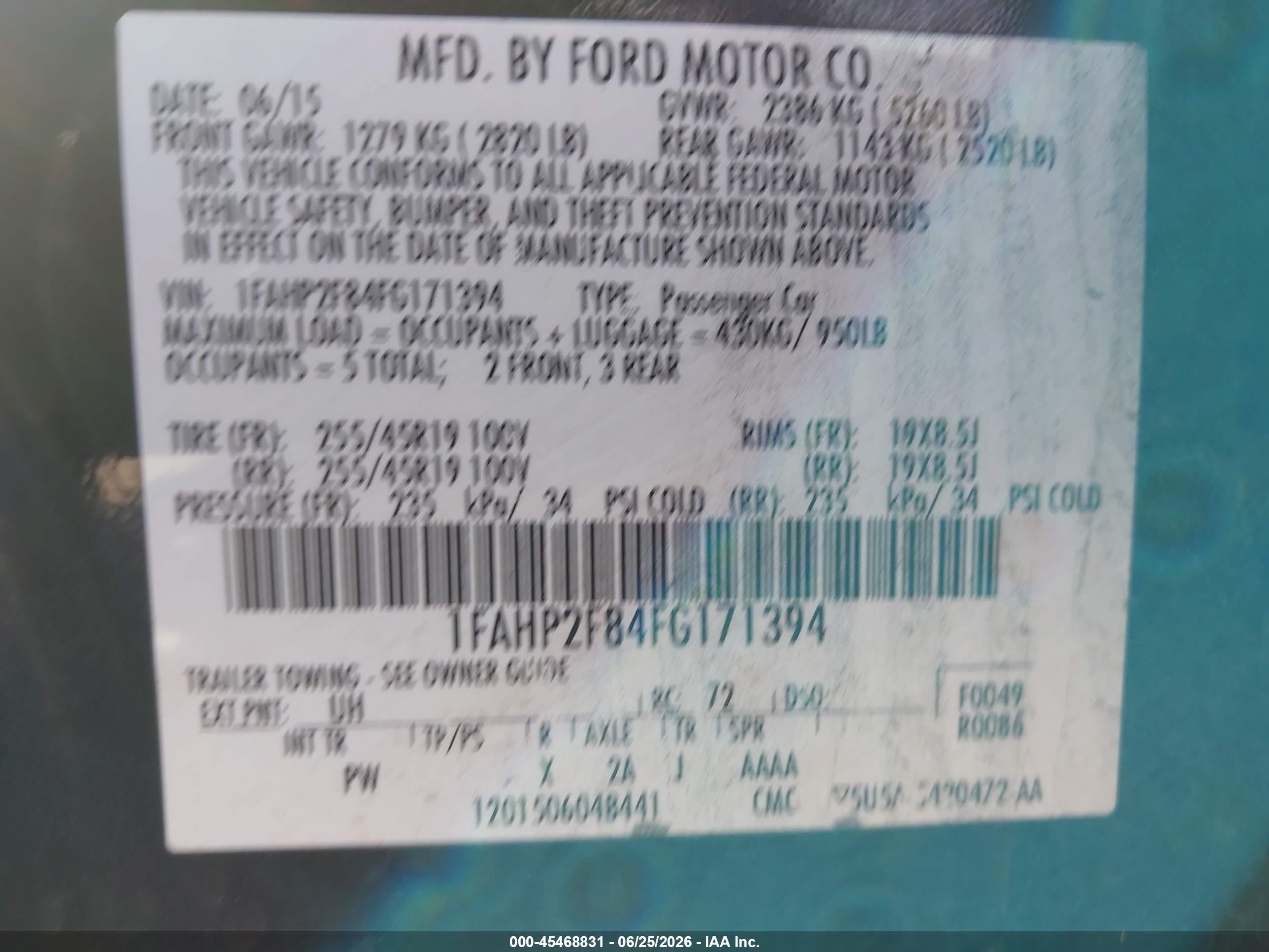 2015 Ford Taurus Limited Black vin: 1FAHP2F84FG171394