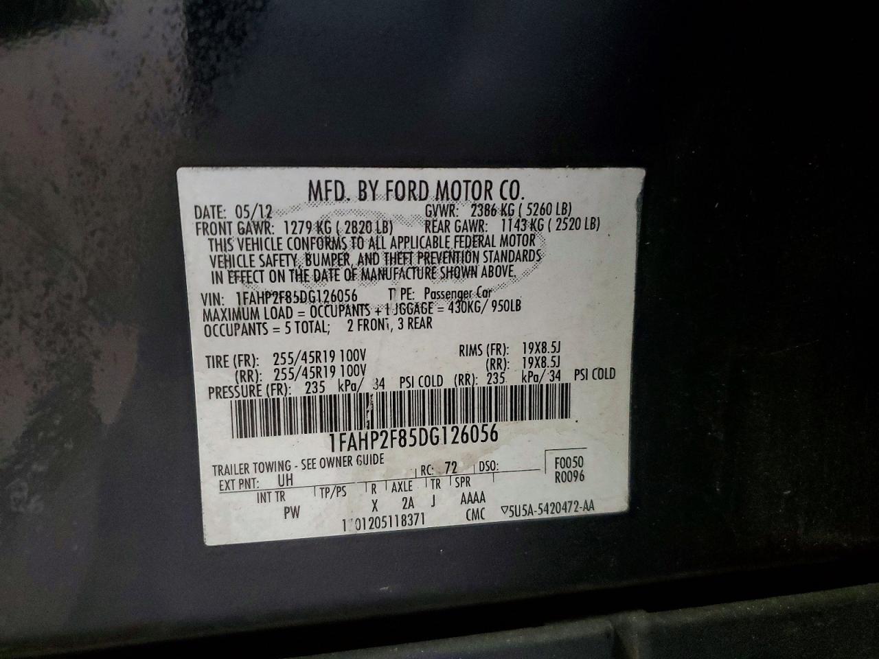 2013 Ford Taurus Limited Black vin: 1FAHP2F85DG126056