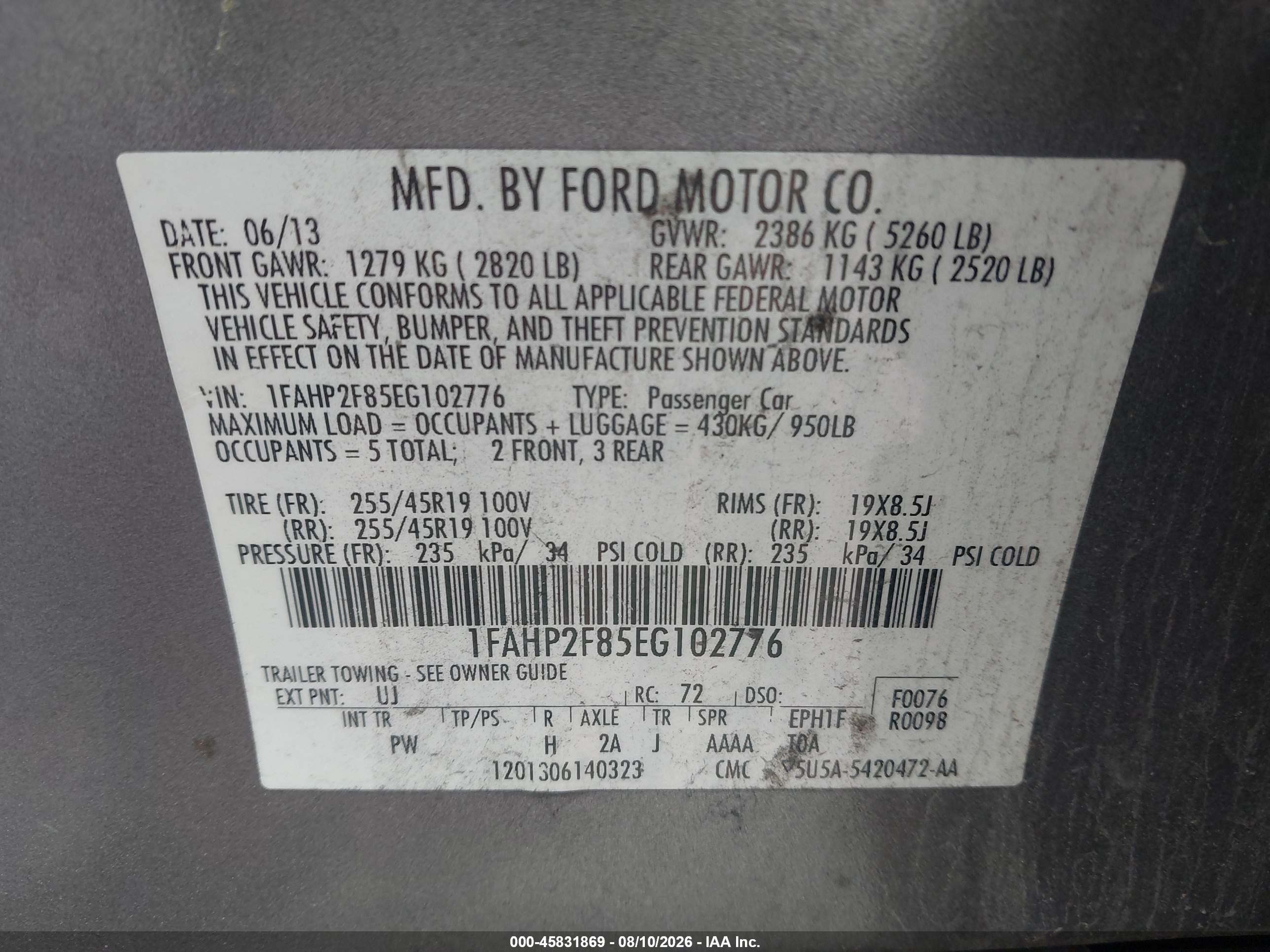 2014 Ford Taurus Limited Gray vin: 1FAHP2F85EG102776