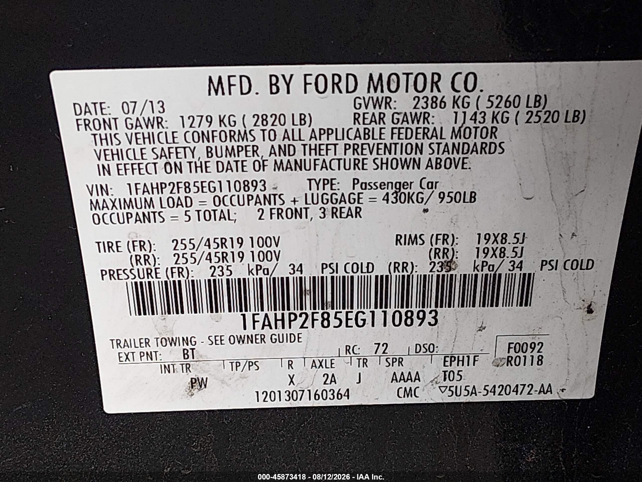 2014 Ford Taurus Limited Black vin: 1FAHP2F85EG110893