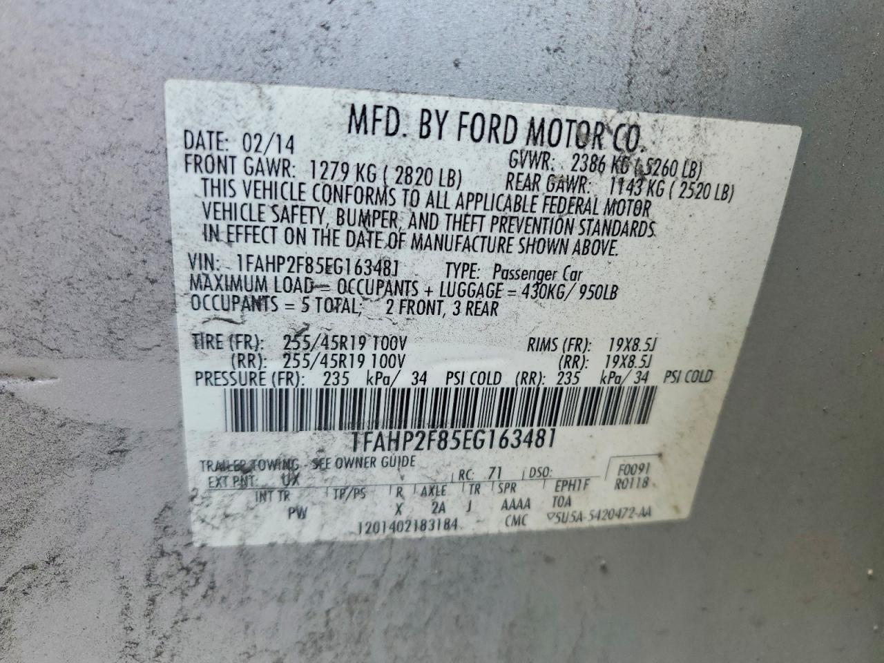 2014 Ford Taurus Limited Silver vin: 1FAHP2F85EG163481