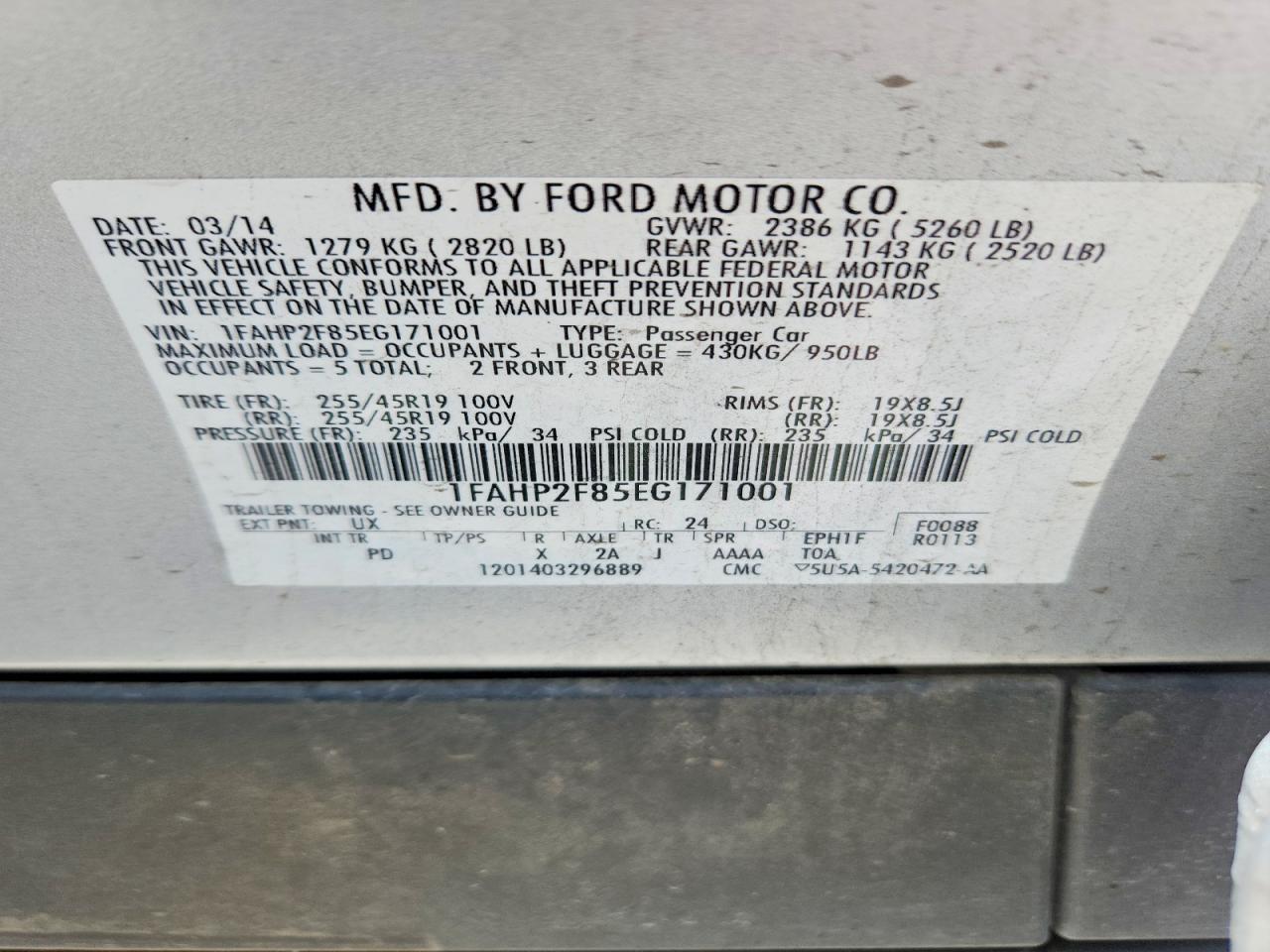2014 Ford Taurus Limited Silver vin: 1FAHP2F85EG171001